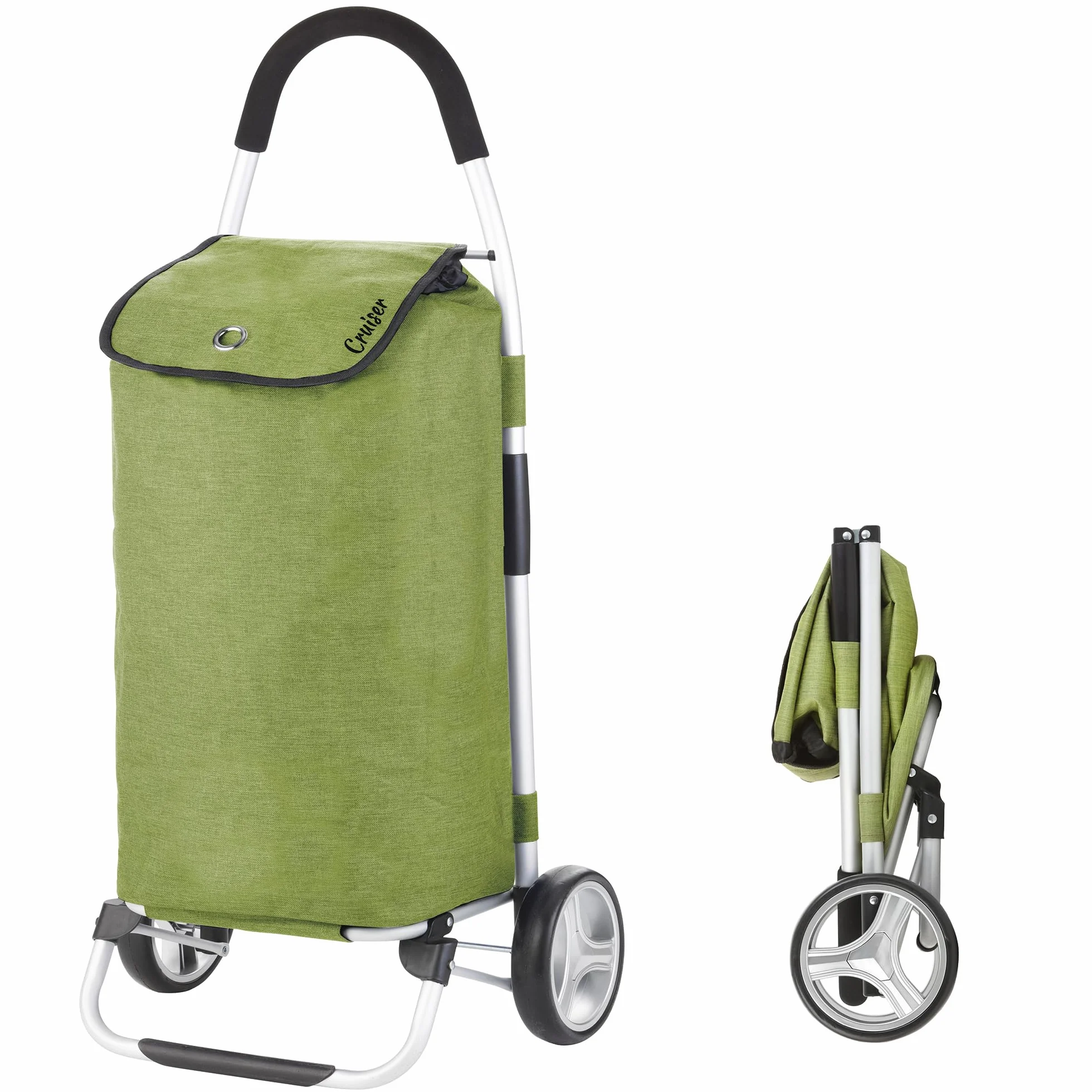 Cruiser Pliable Chariot de Course 45L Caddie à 2 Roues Vert
