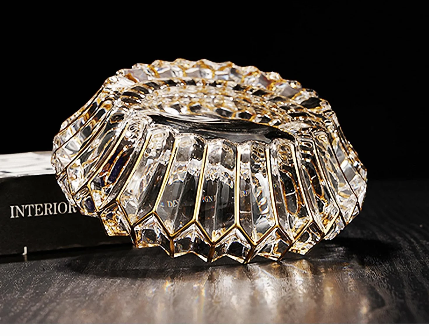 Bol décoratif en cristal doré peint à la main 14 cm