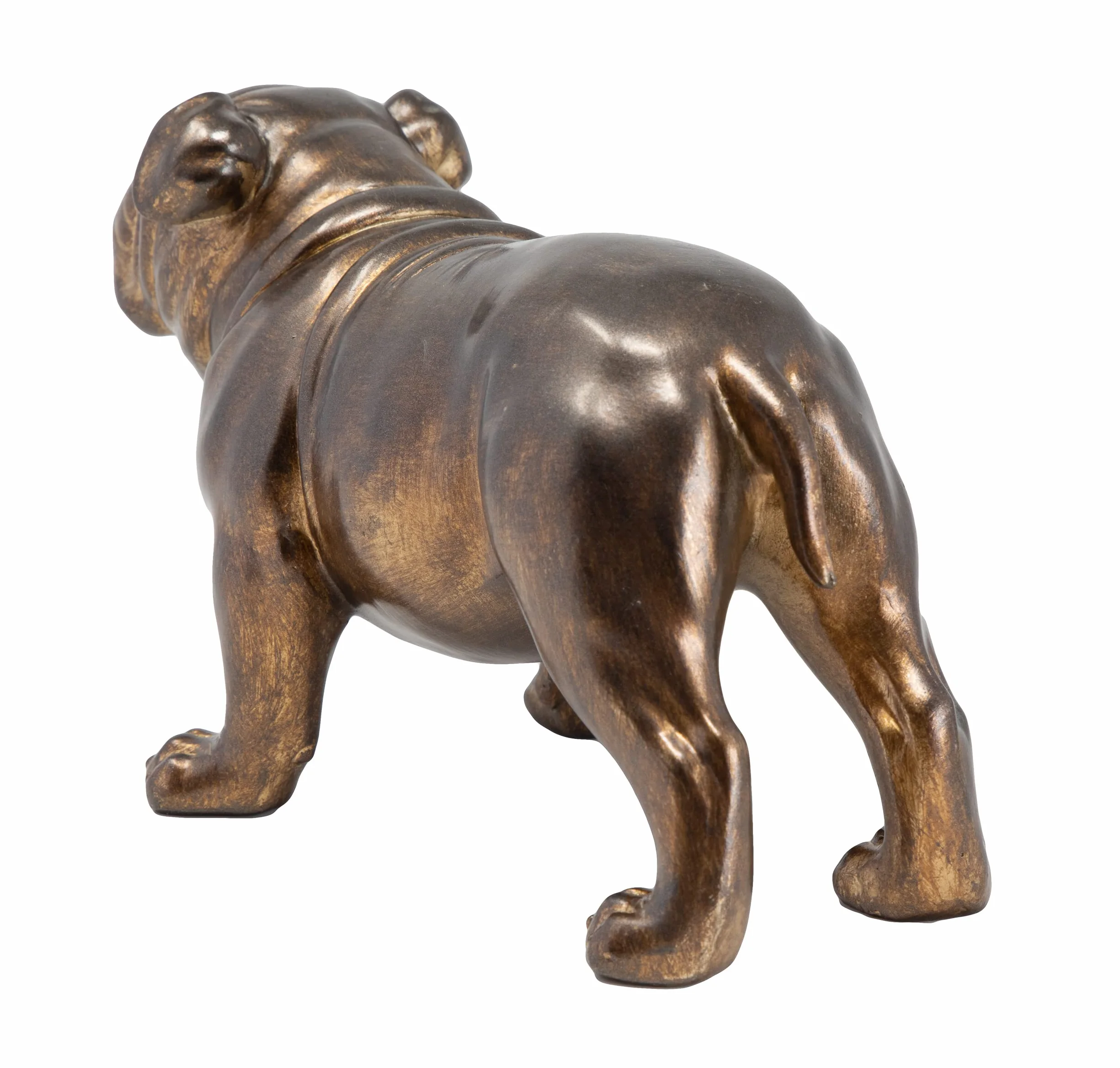 Sculpture en résine bronzée bouledogue britannique décoration classique chien debout finition bronze antique