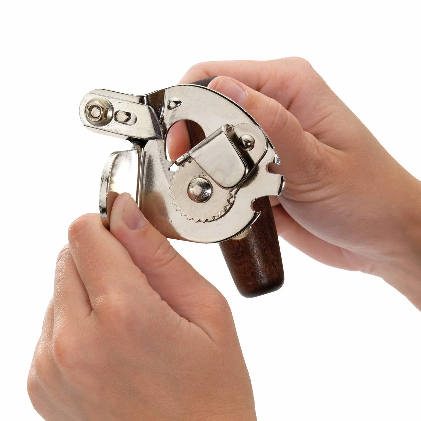 Westmark Ouvre-boîtes Professionnel Acier Bois pour Boîtes de Conserves Taille Gastronomique Gris et Marron Foncé