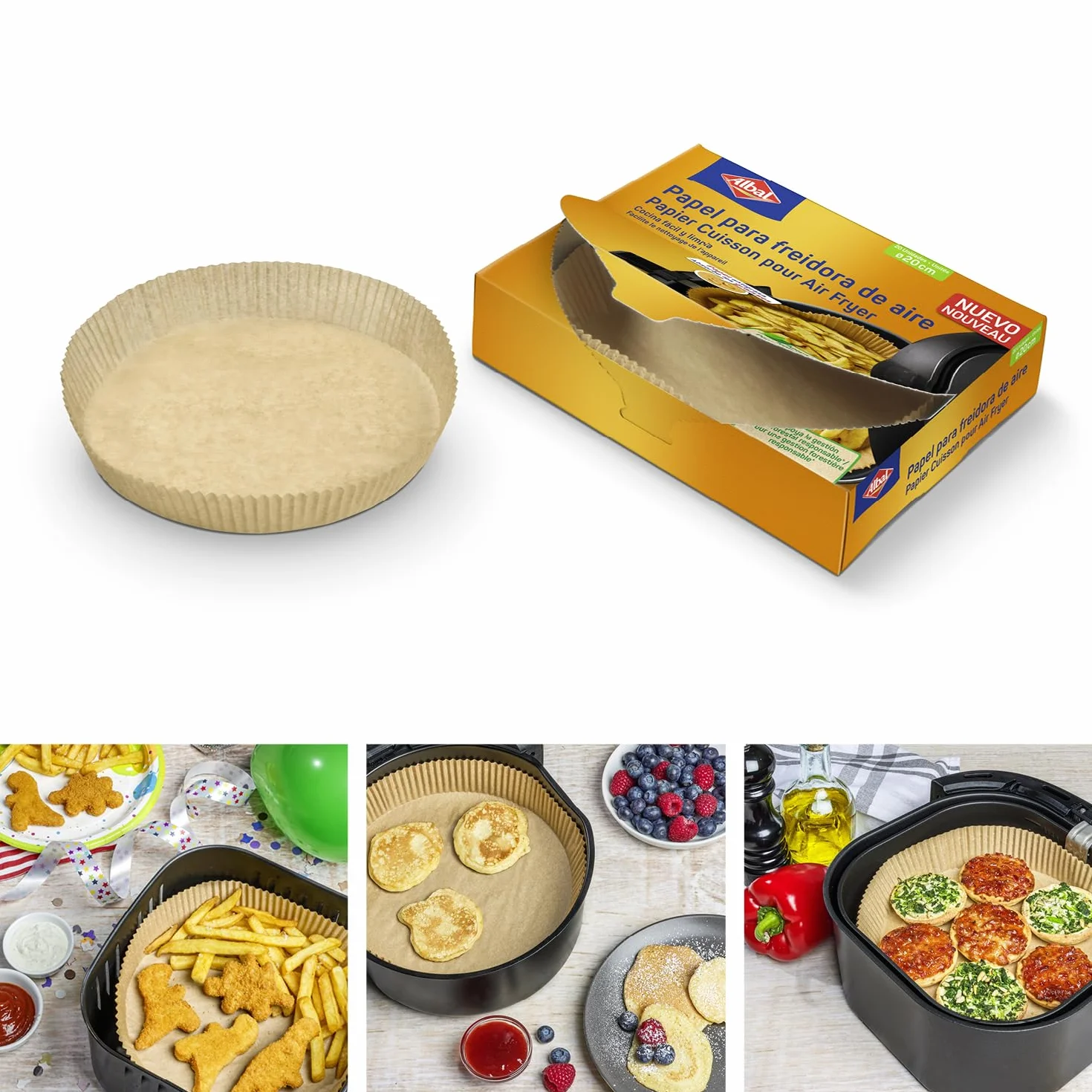 Albal Papier Cuisson Air Fryer 4-8 litres Absorbe les graisses