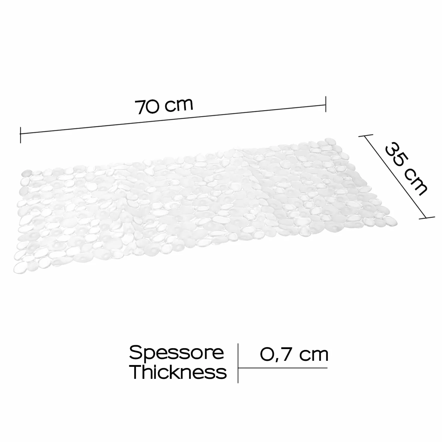 Gedy G-River Tapis de Bain antidérapant avec ventouses 35 x 70 résine transparent lavable en machine