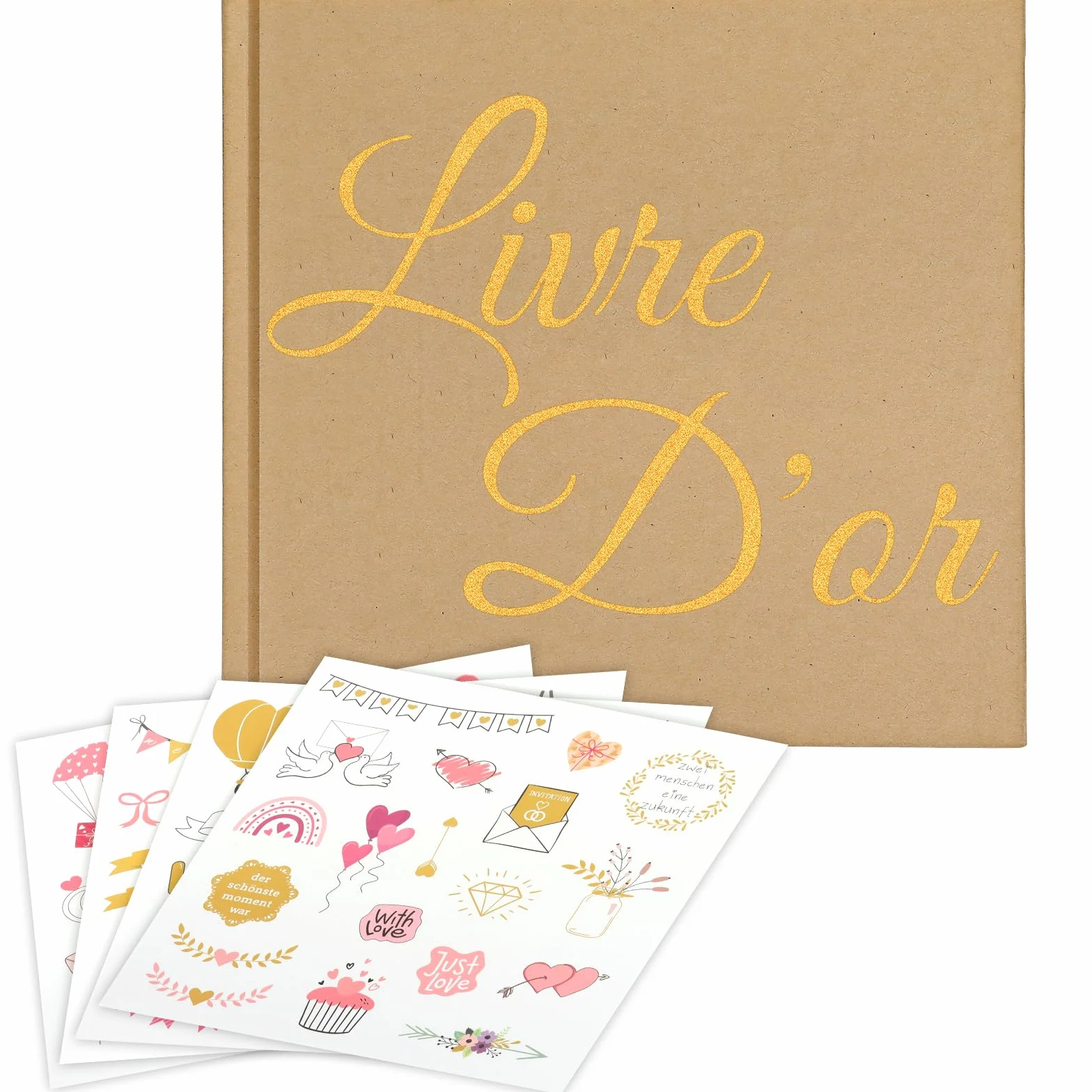 Livre d'or Mariage Vintage Vierge 21 x 21 cm 72 Pages
