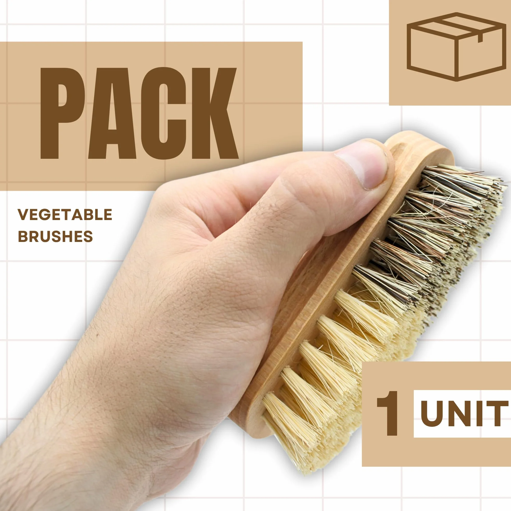 Brosse à légumes en hêtre pour fruits et crudités - Design ergonomique - Brosse de cuisine en bois