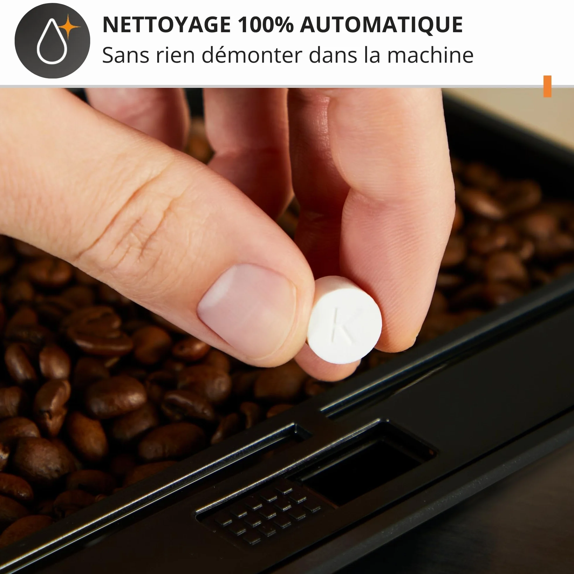 Krups Machine à café grain Essential noire YY8125FD, expresso 2 tasses, nettoyage automatique, buse vapeur cappuccino