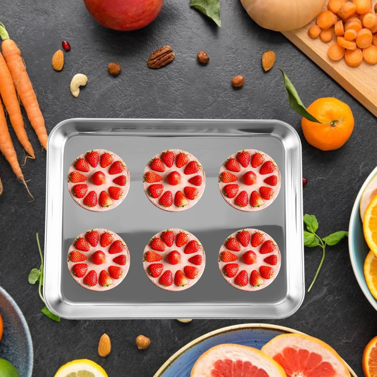 JMIATRY Lot de 2 Plaque De Cuisson Avec Grille 26.5 x 20.5cm