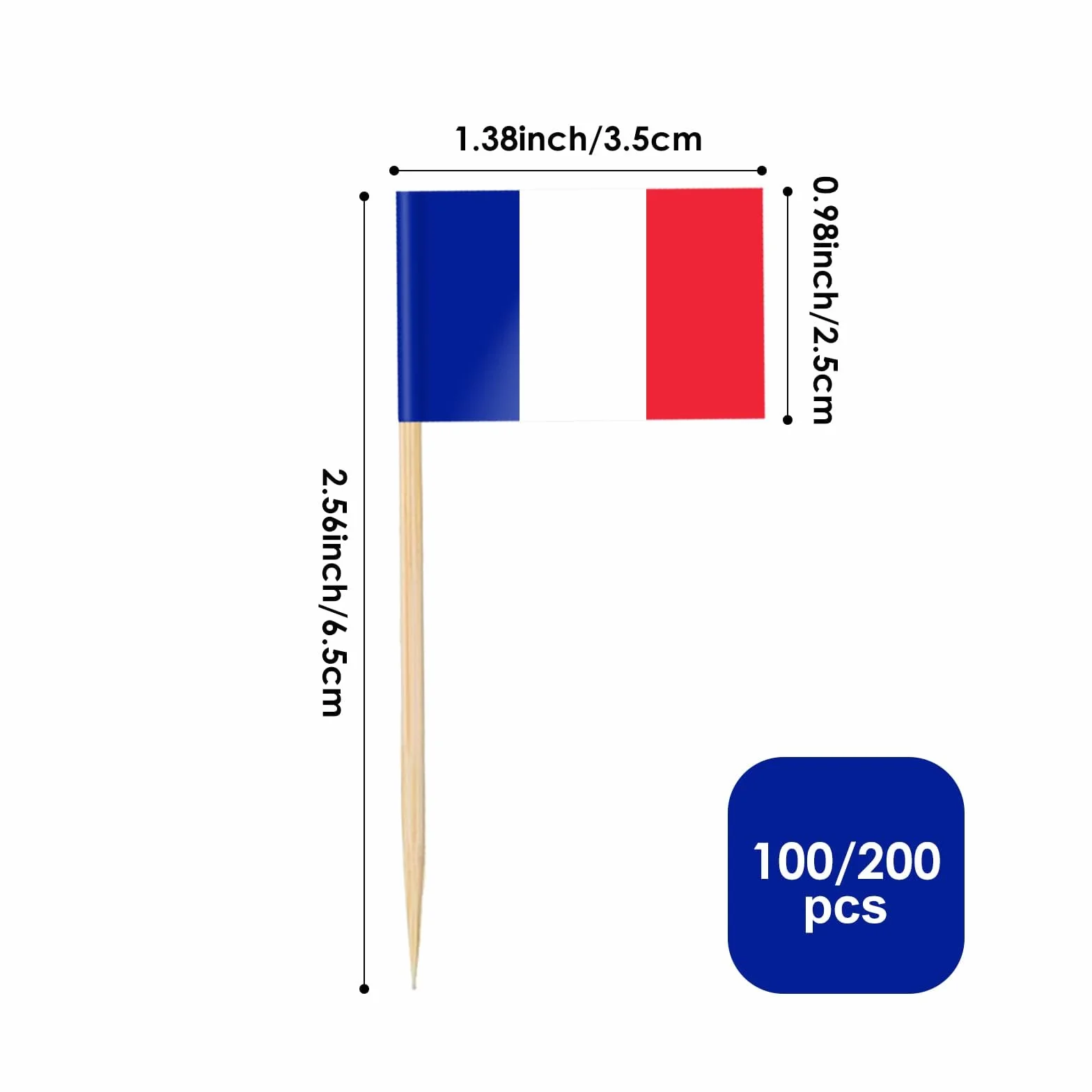 Drapeau Cure-dent France 100PCS Pic Francais Topper Coupe Décoration Jardin Bar Fête