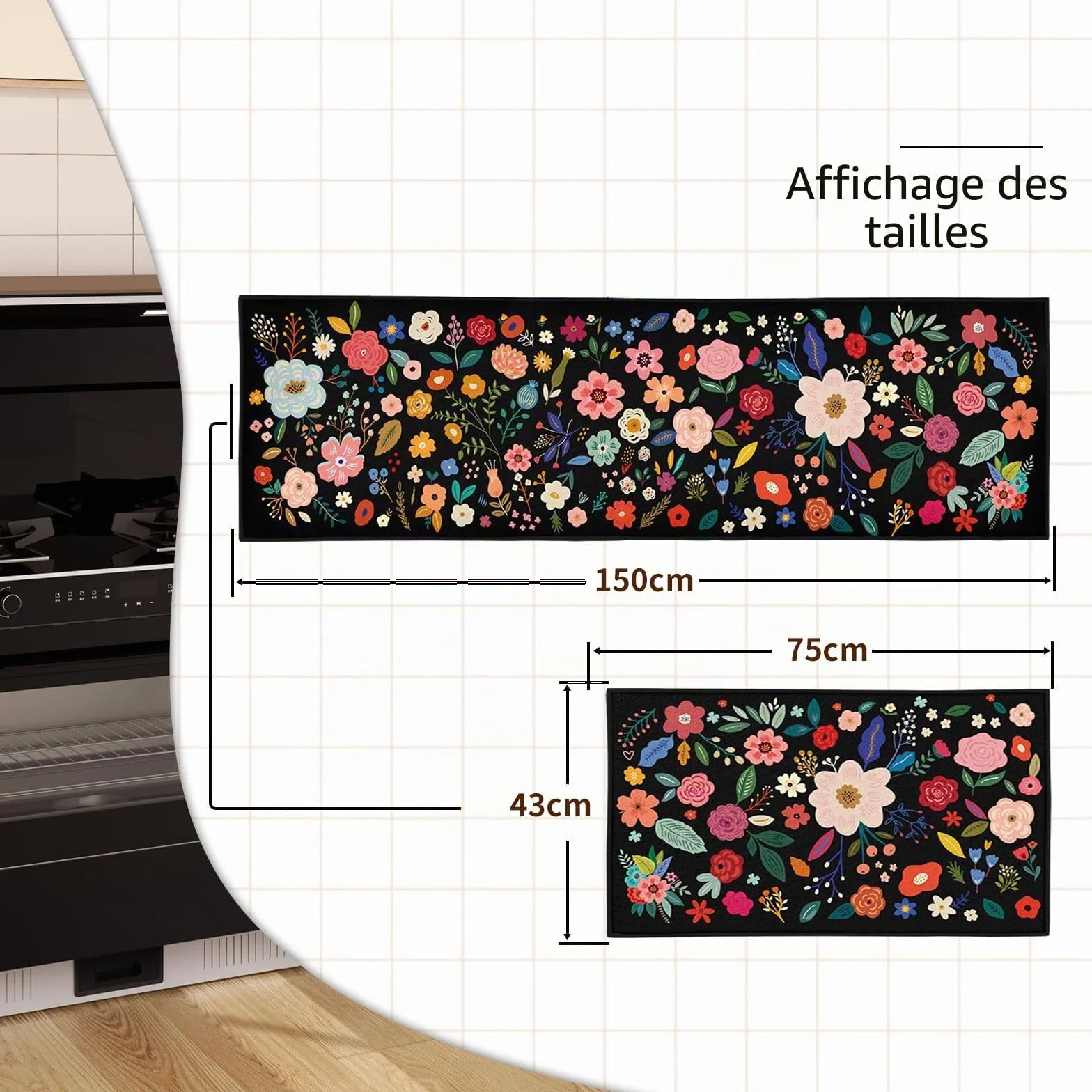 Tapis antidérapants de cuisine lavable anti-fatigue lot de 2 décoration maison