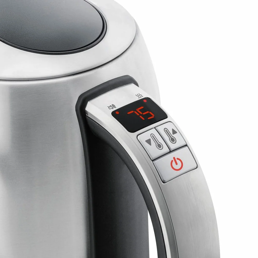 Bouilloire Inox 1,5L 2200W Température Réglable 50-100°C Écran LCD Maintien au Chaud Sécurité Surchauffe