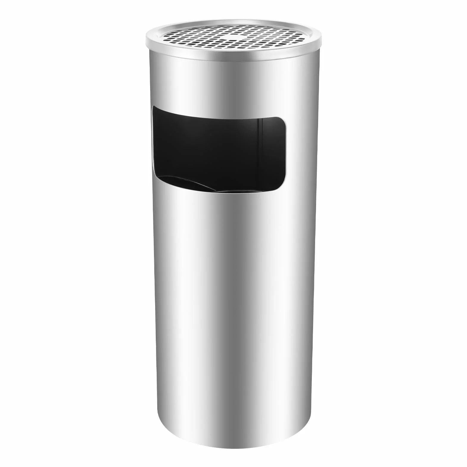 Cendrier sur Pied Poubelle Acier Inoxydable 15L Jardin Terrasse Anti Feu