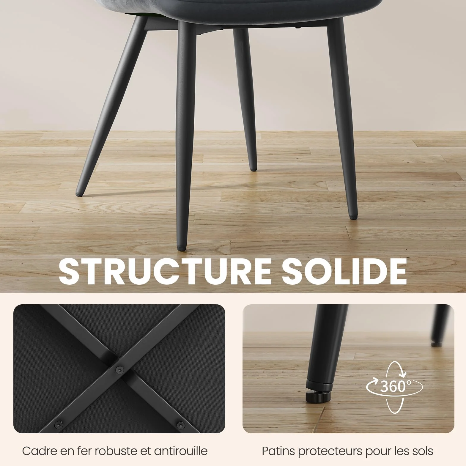 INRE Chaises de Salle à Manger Lot de 4 Gris Foncé