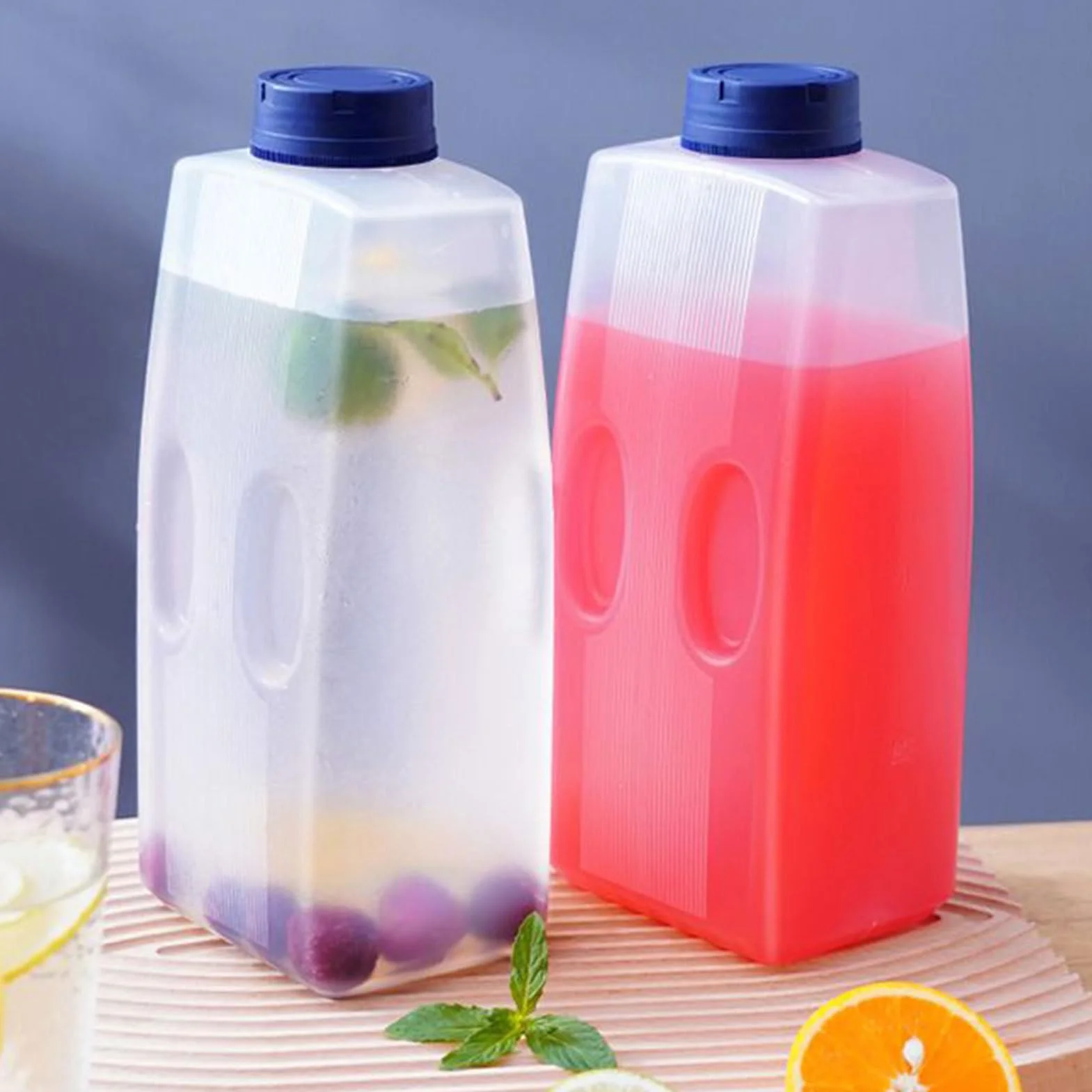 Bouteille à Jus 2L Distributeur de Boissons Froides pour Réfrigérateur avec Couvercle