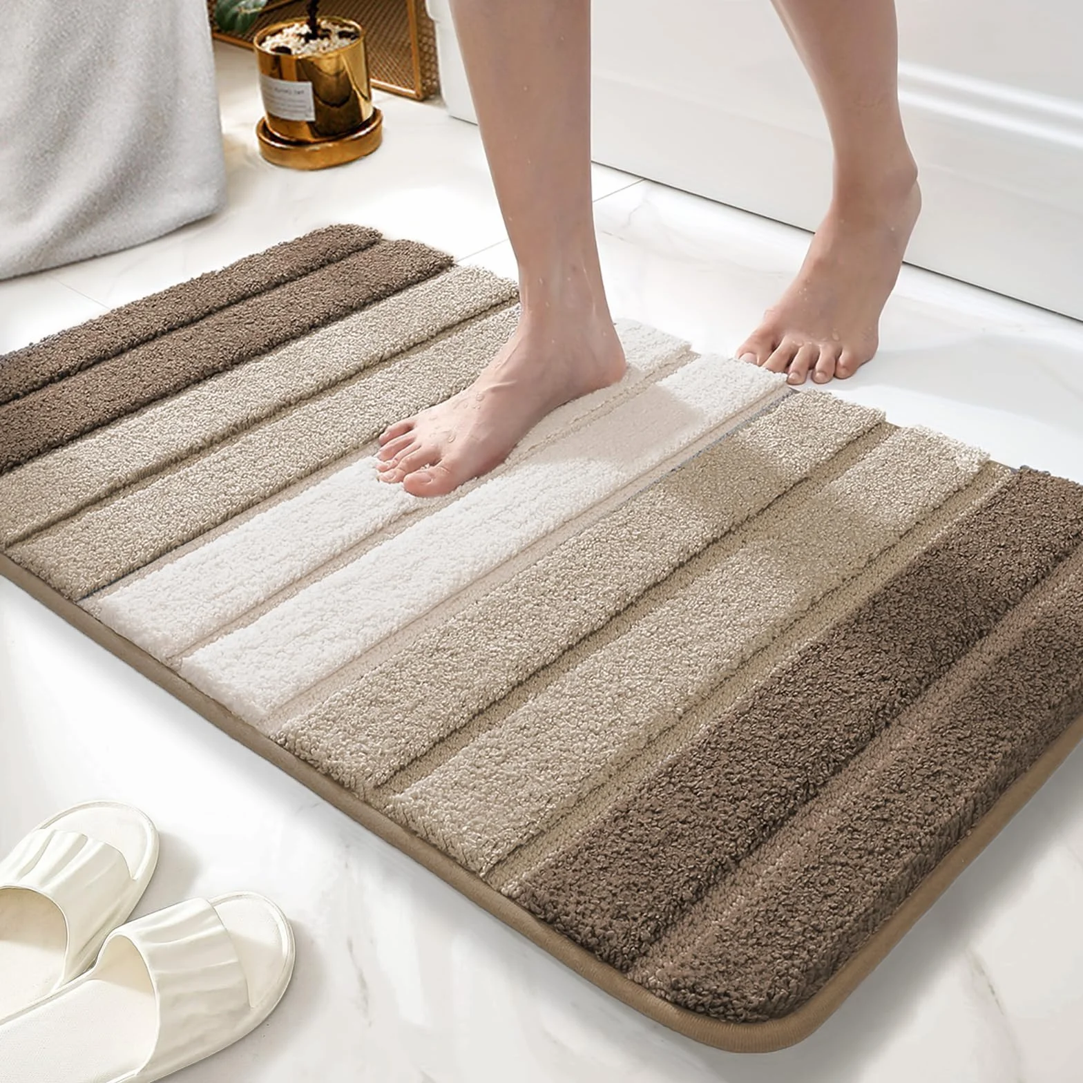 Tapis de bain en microfibre super absorbant 50x80 cm Champagne
