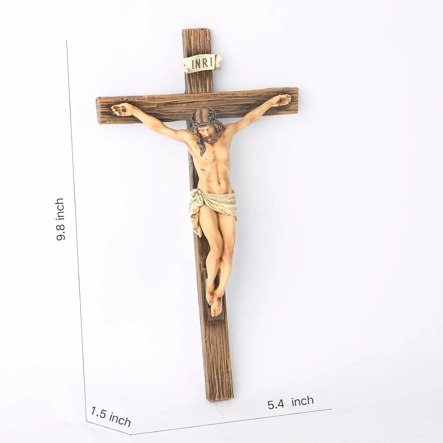 NOVACENTIX Croix murale catholique Jésus-Christ 25,4 cm Sculpture Renaissance faite à la main