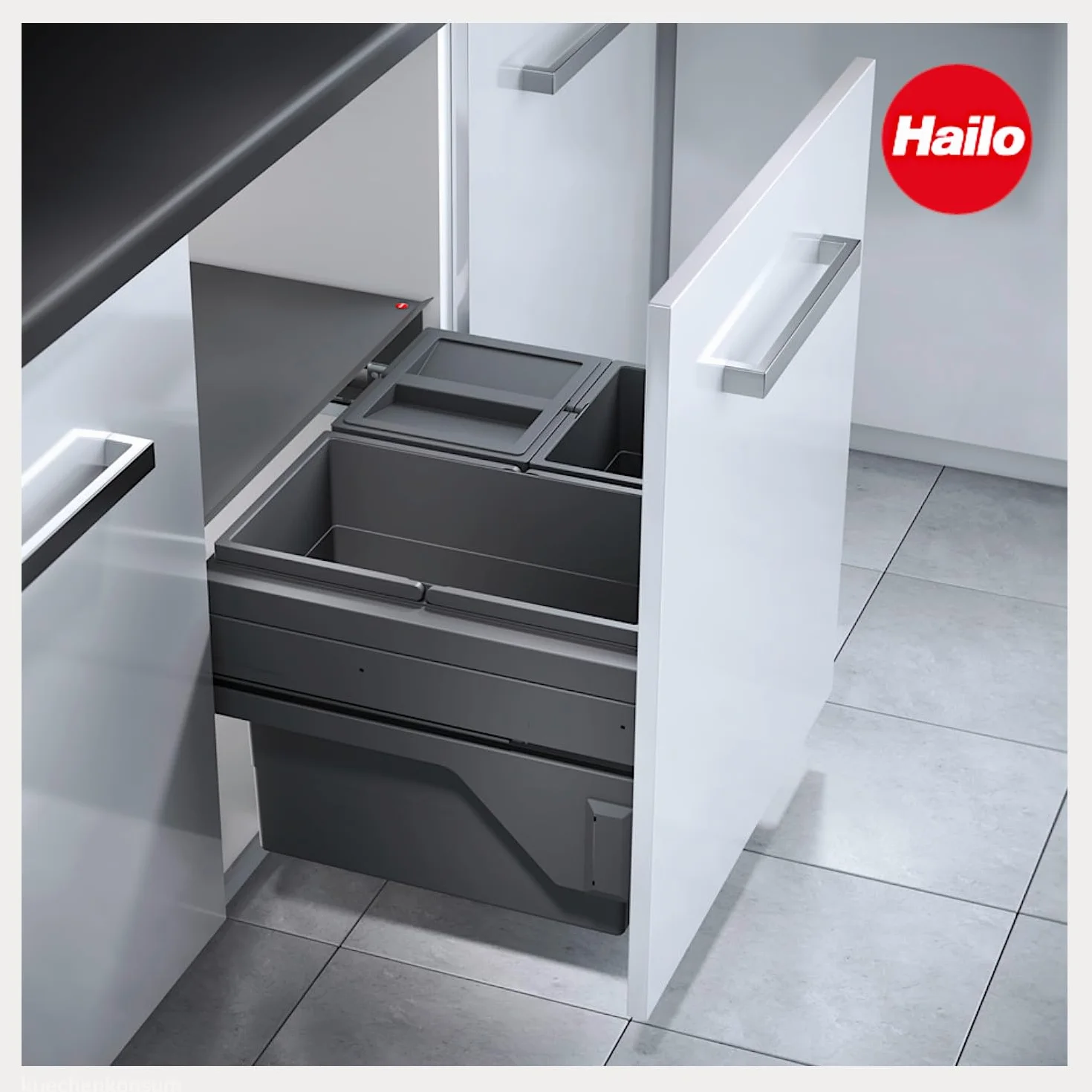 Poubelle de cuisine tri sélectif Hailo AS Cargo encastrable 3 bacs 54L