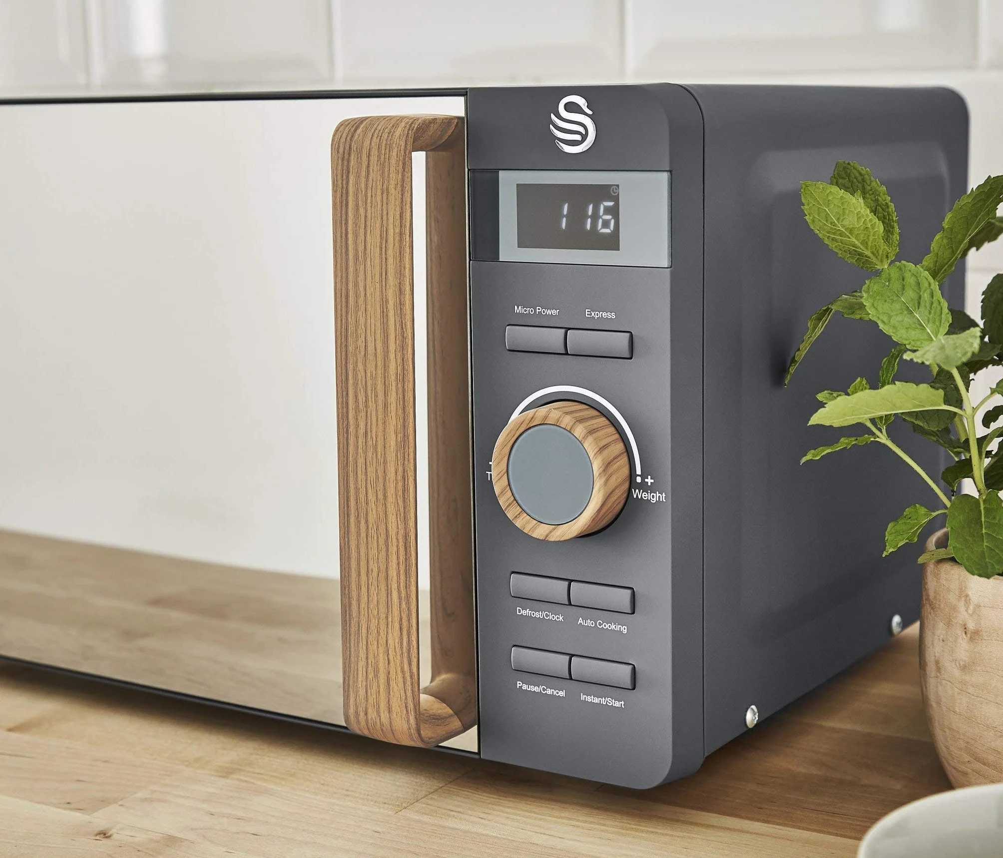 Swan Nordic bouilloire 1,7 L 2200 W grille-pain 2 tranches micro-ondes 20 L numérique gris