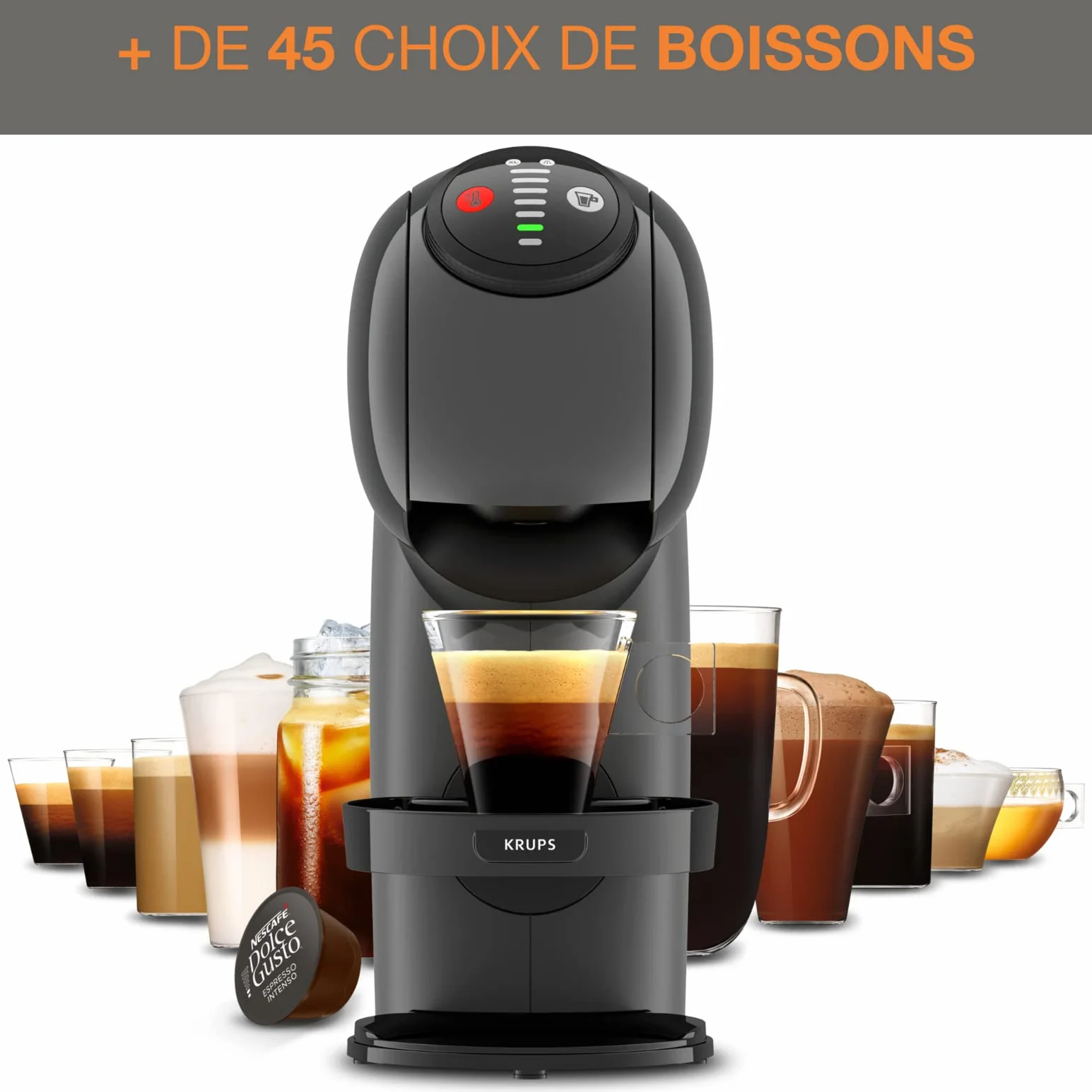 Krups Genio S KP243B10 Nescafé Dolce Gusto Machine à café dosettes multi-boissons, 0,8 L, Arrêt automatique