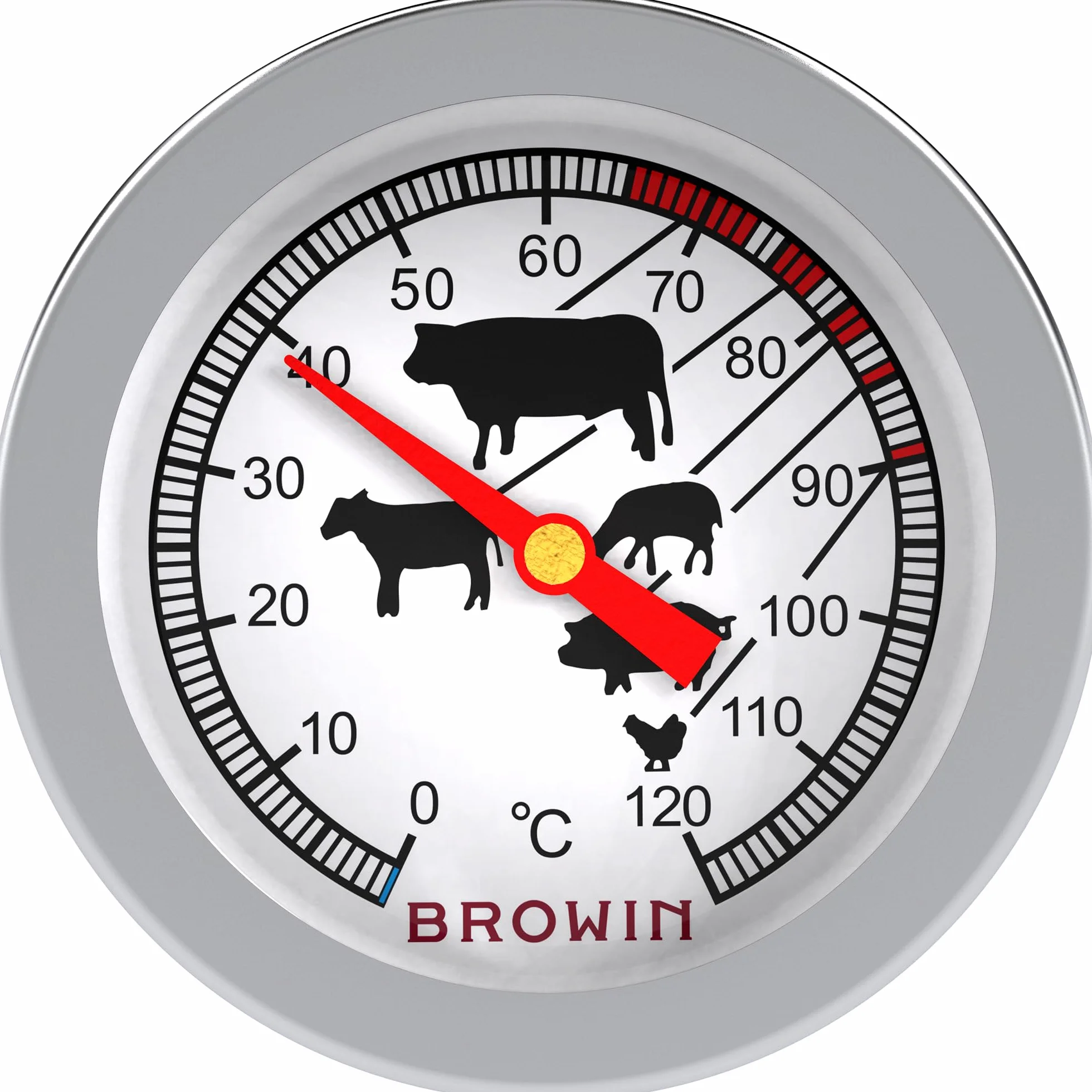 Browin Thermomètre de Cuisson en Acier Inoxydable 0-120°C