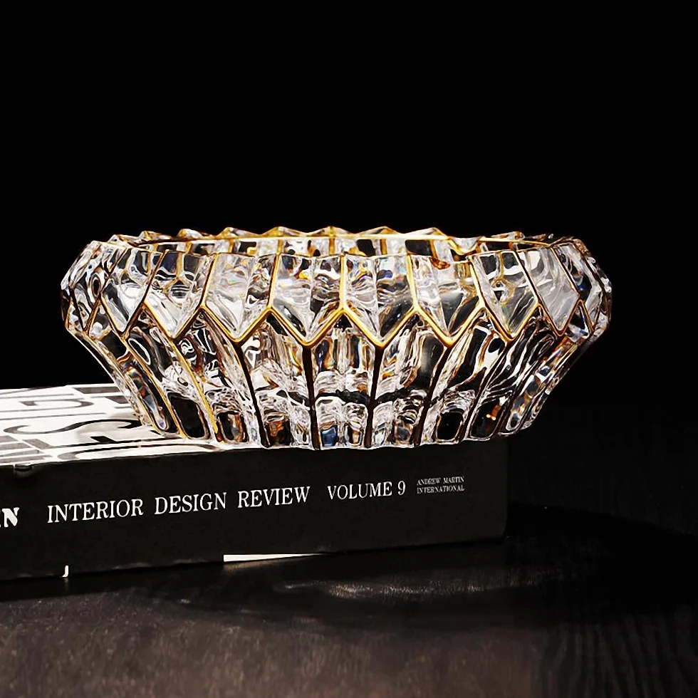 Bol décoratif en cristal doré peint à la main 14 cm