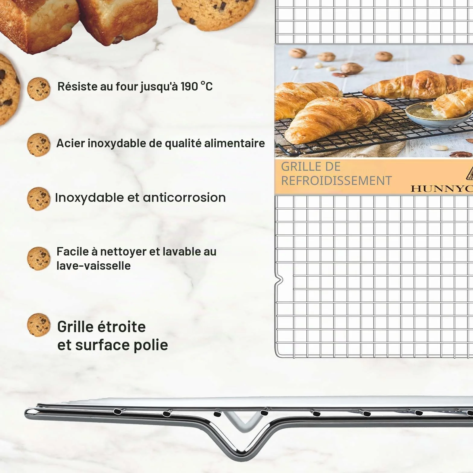 Set de 3 grilles de refroidissement en acier inoxydable 40,2 cm x 25 cm