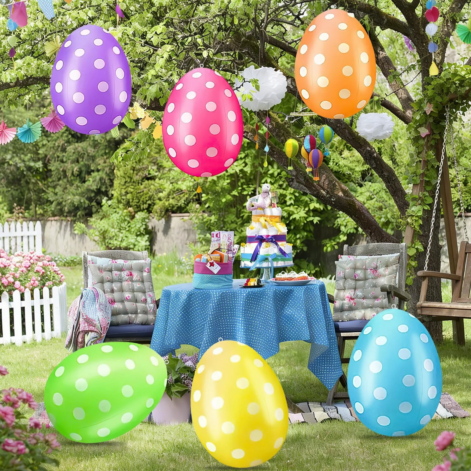 Oeufs de Pâques Gonflables 40 cm Décorations Géants pour Jardin Pelouse