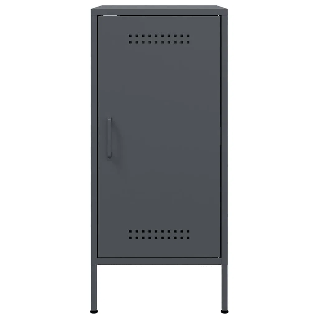 Buffet anthracite 36 x 39 x 79 cm, en acier laminé à froid, armoire avec porte, 2 compartiments, pieds réglables, organisateur robuste, pour chambre à coucher, salon