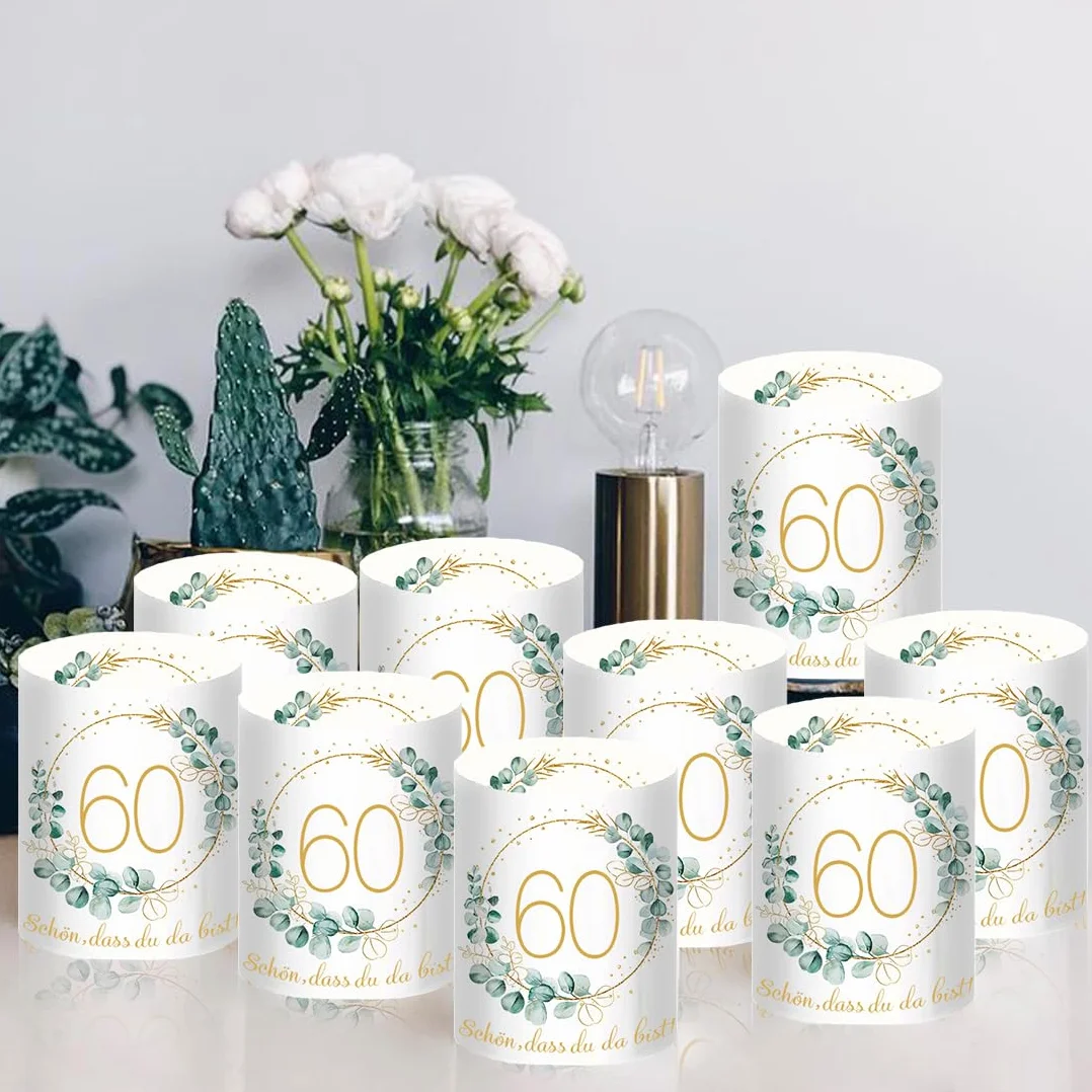 Photophores Décoratifs de Table pour 60 Ans, Lot de 12 Lanternes Bougies Anniversaire