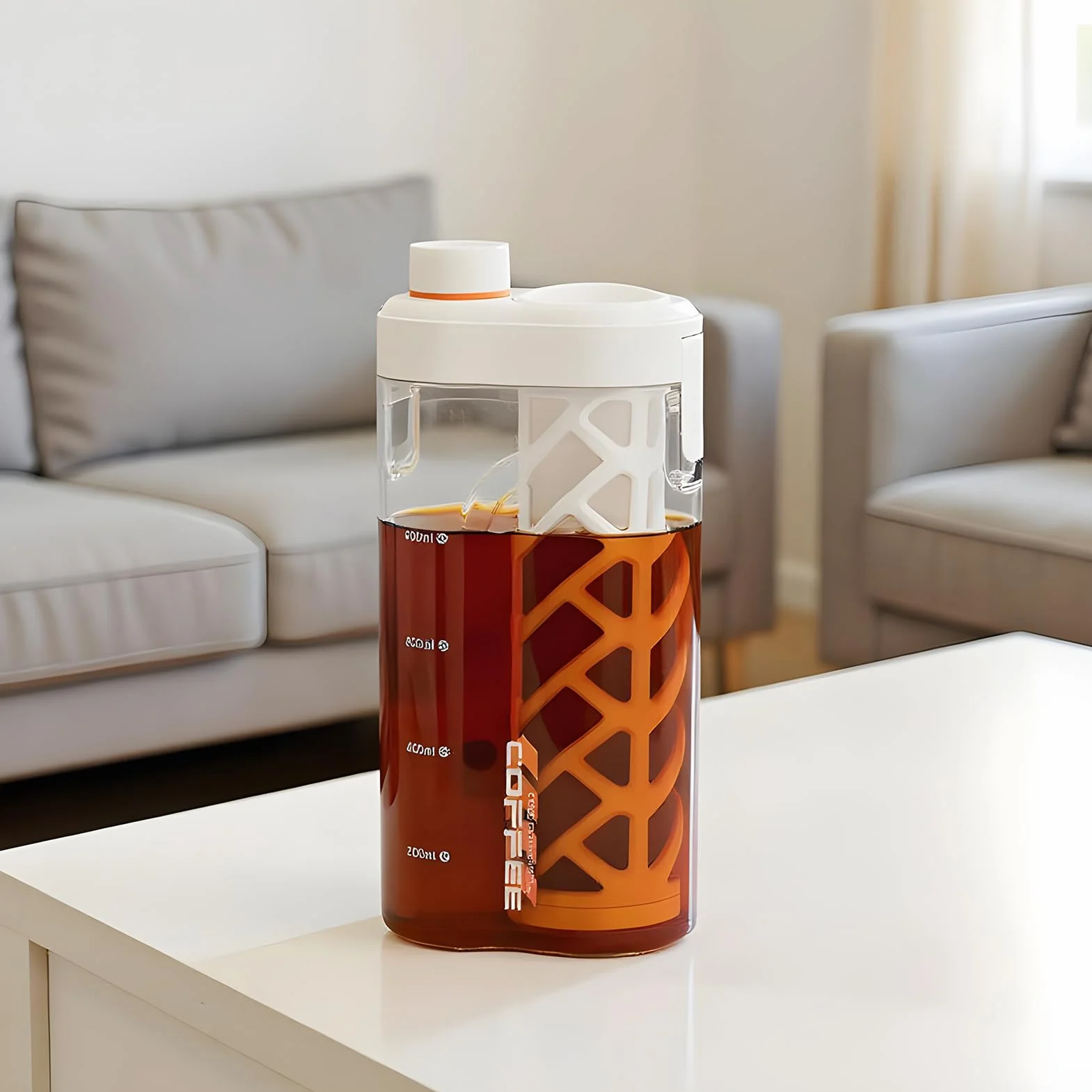 Machine à Café Cold Brew, Préparateur De Café Froid, Bouteille Hermétique Avec Filtre Fin 350 Mesh Portable