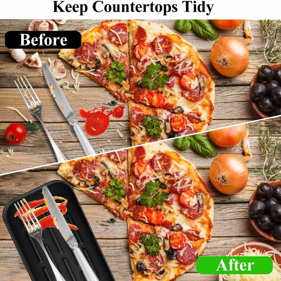 SwirlColor Repose Cuillère Cuisine Silicone Support Ustensiles Noir