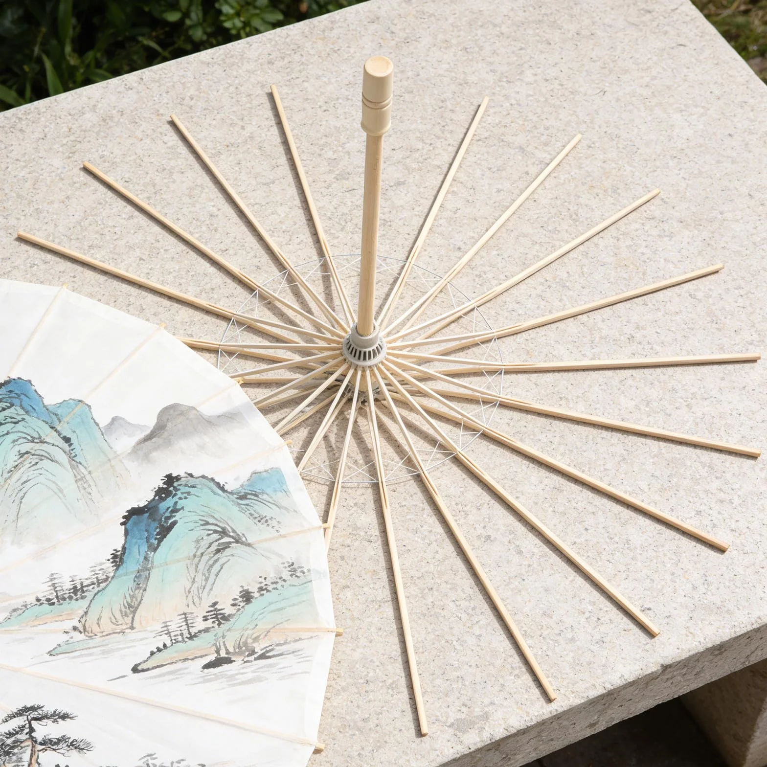 Armature de Parasol en Bambou Artisanal avec Poignée Antidérapante pour DIY et Mariage