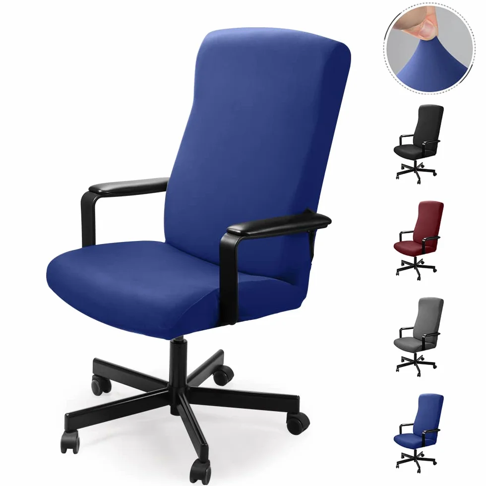 Housse pour chaise de bureau élastique amovible extensible Bleu 2 pièces