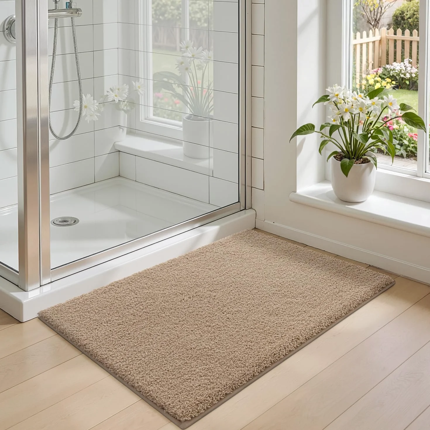 DEXI Tapis de Bain 40x60 cm Microfibre Antidérapant Beige