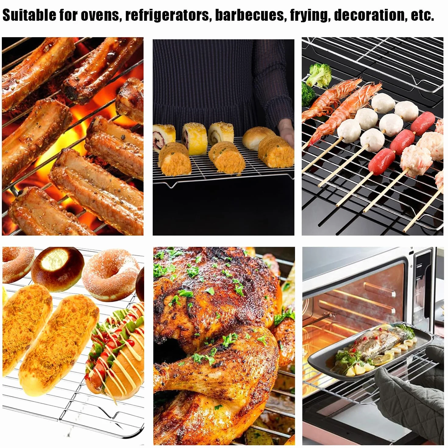 Grille Patisserie Refroidissement 35x22cm Acier Inoxydable 4 Pièces pour Cuisine Gâteaux
