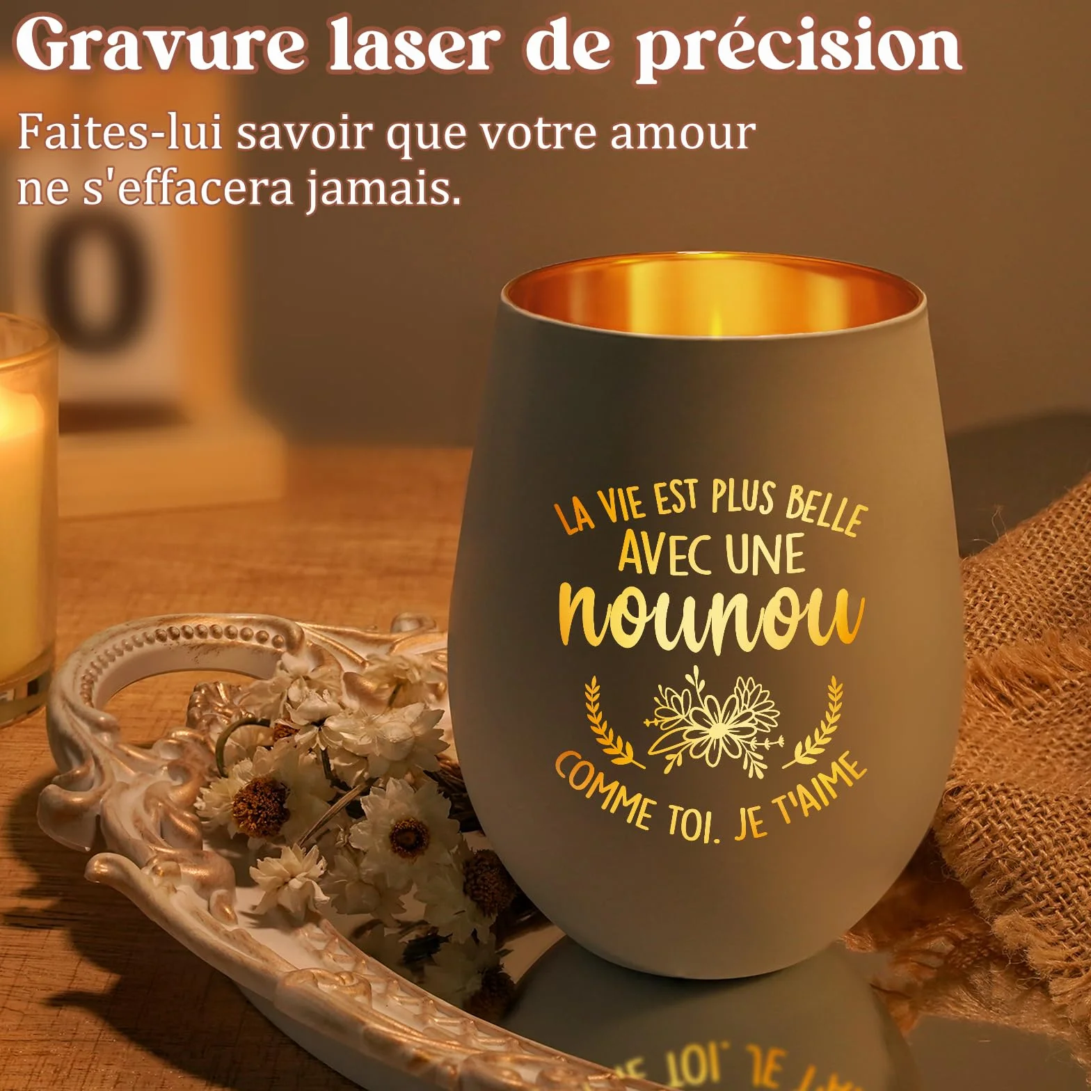 Bougeoir Nounou Personnalisé Cadeau Original pour Femme Fin de Contrat Merci Noël Anniversaire