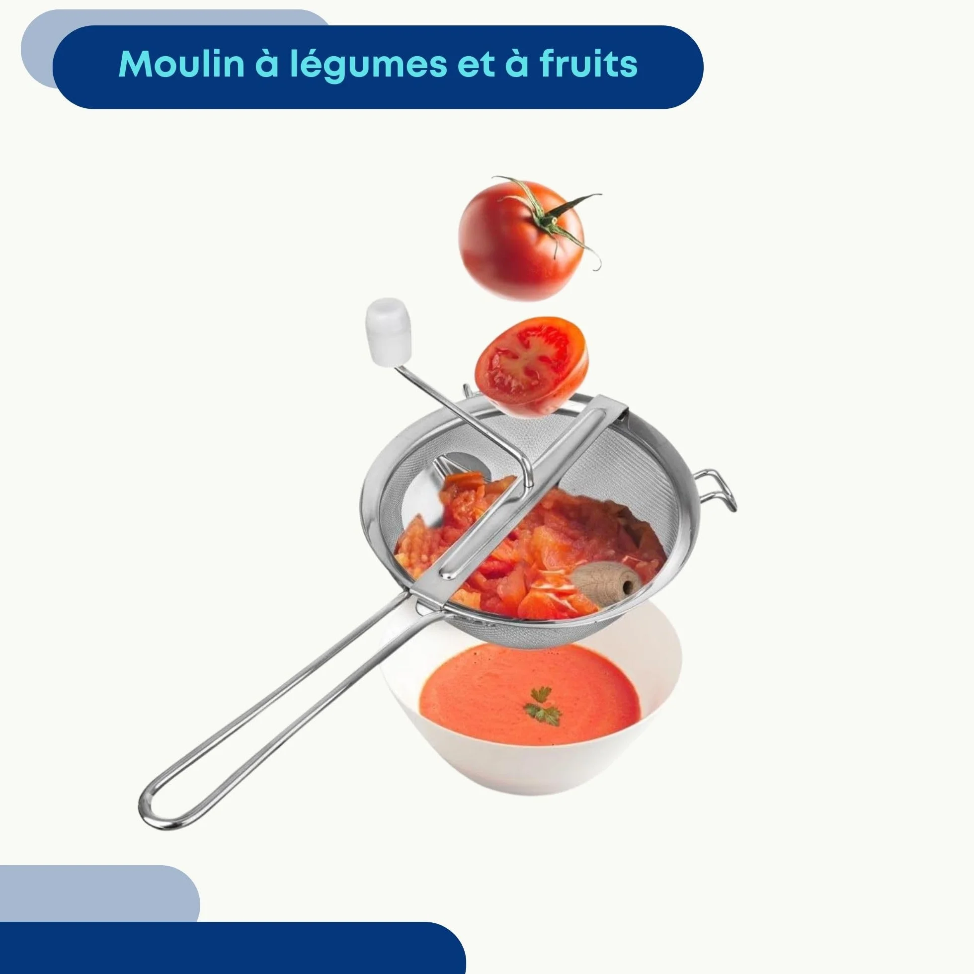 Passe-vite en acier inoxydable pour légumes et fruits