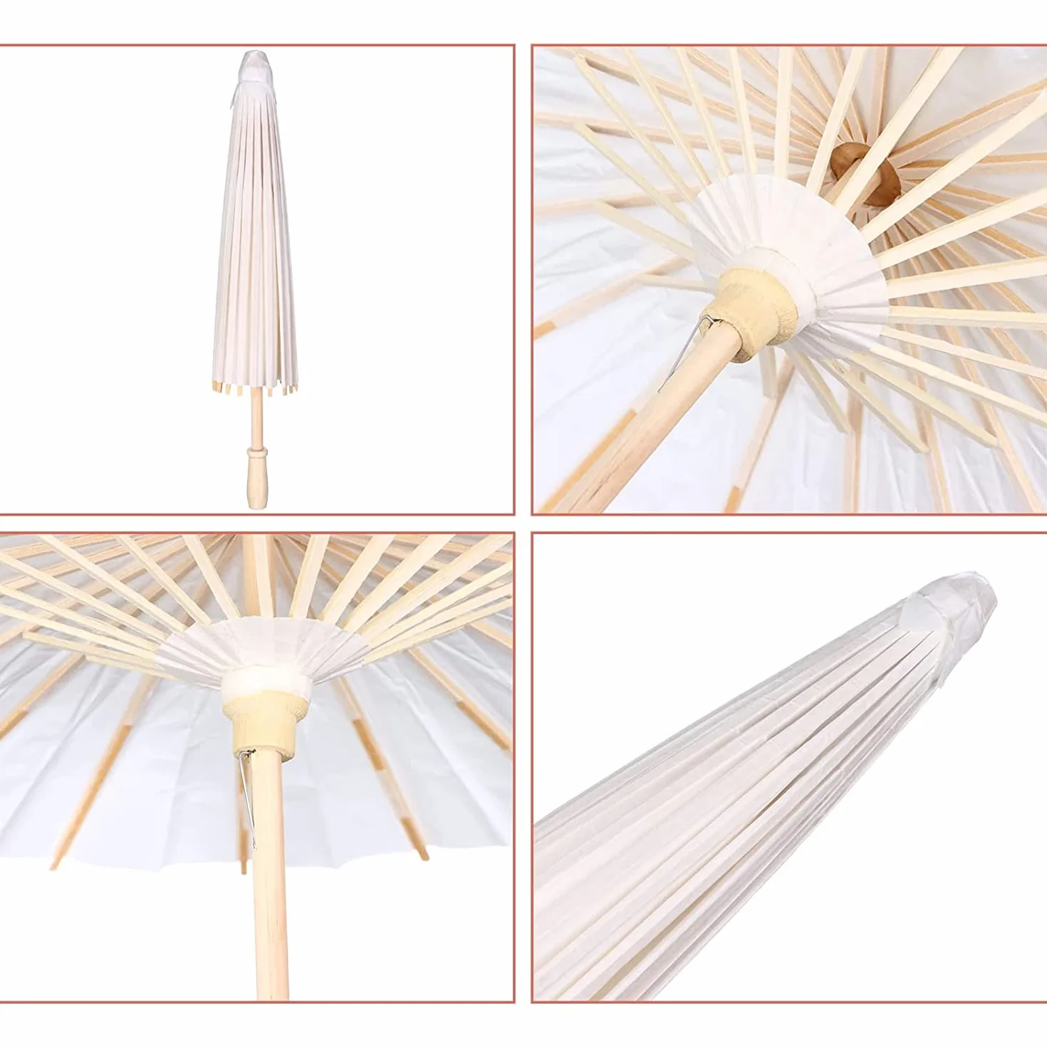 Ombrelle Chinoise Fait à La Main Blanc 20cm Parapluie en Papier Décoratif Mariage