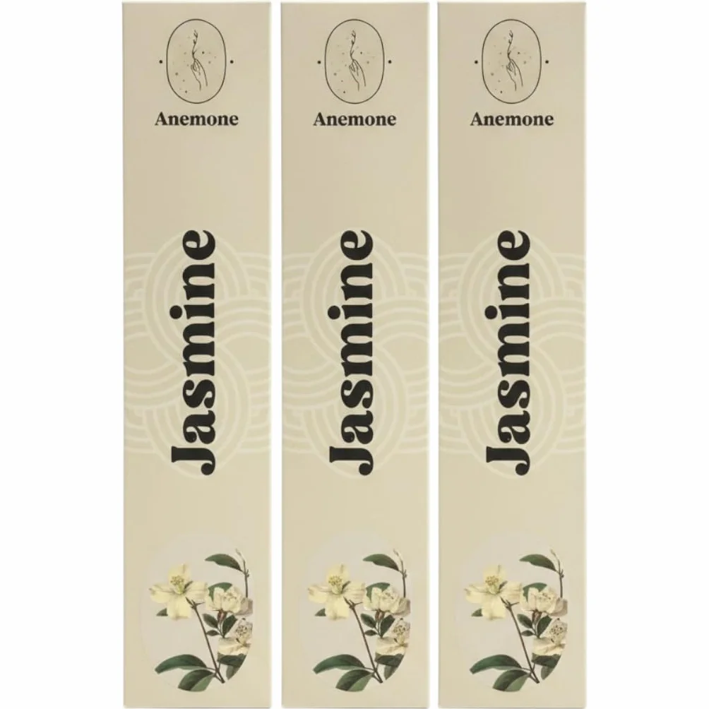 Encens Anemone 100% Naturel Artisanal Parfum Frais Purifiant Jasmin 3 Boîtes