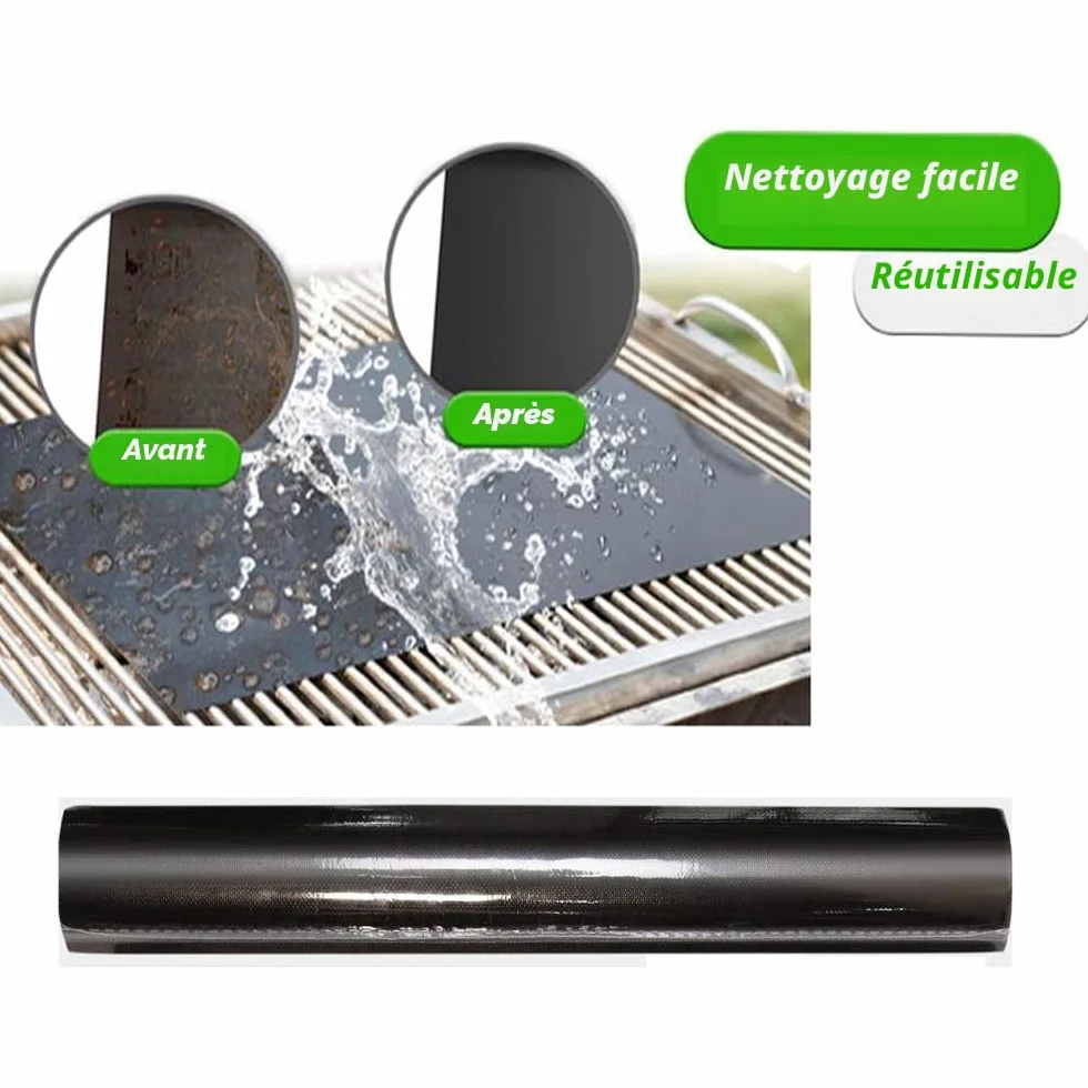 Tapis de Cuisson Barbecue 6 Pièces 40 x 32.5cm Anti-adhérent Réutilisable