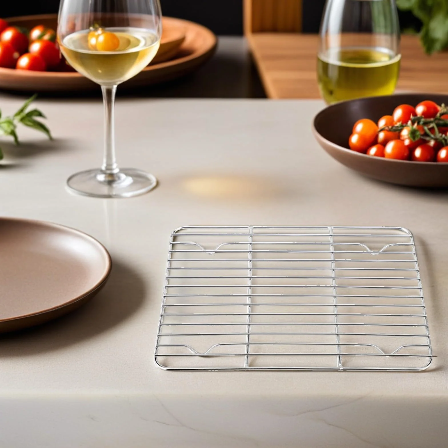 BESPORTBLE Grille De Refroidissement INOX 23x17 cm pour Air Fryer Cuiseur Vapeur