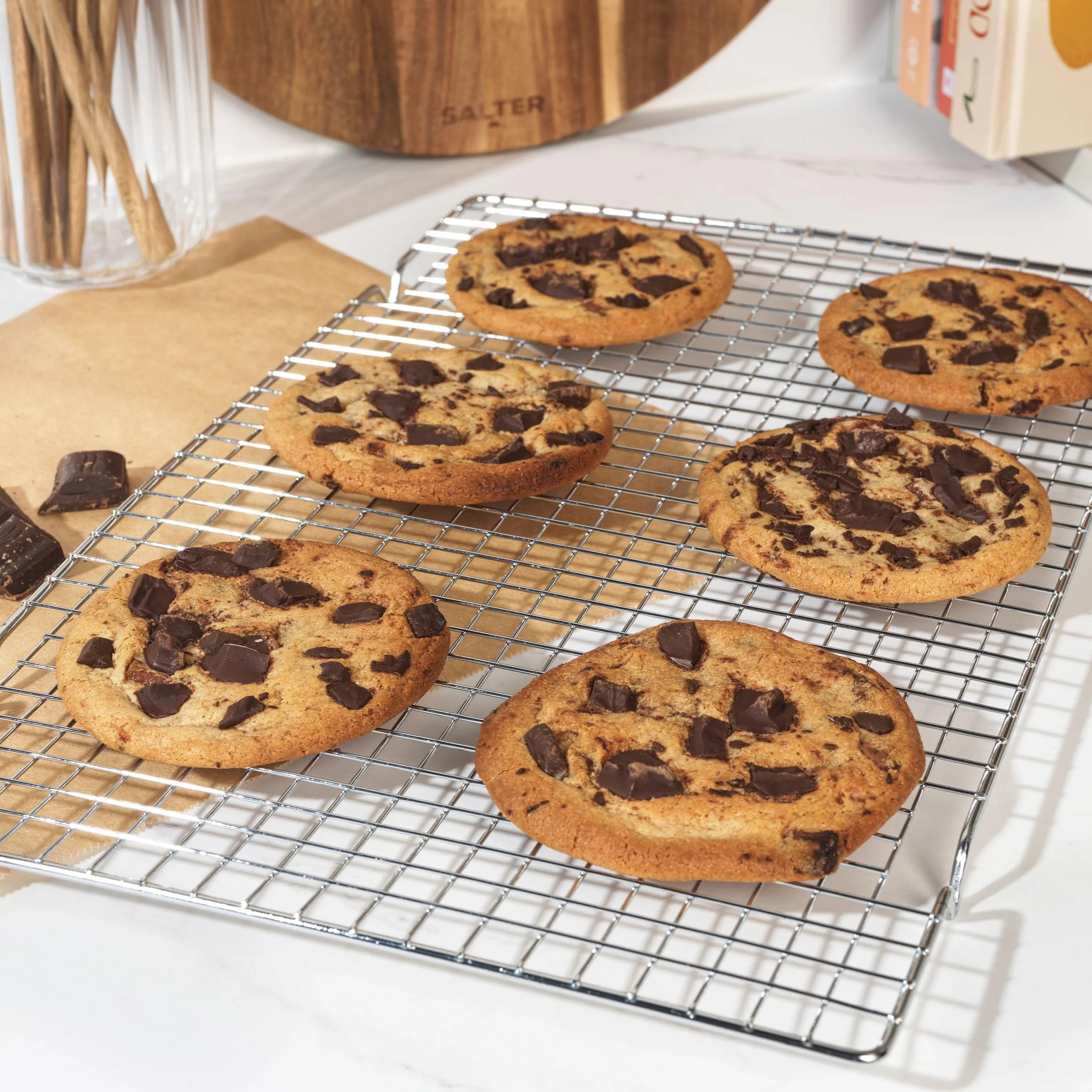 Salter BW12568EU7 Cooling Rack 41 cm Metal Wire Cake Tray for Baking, Large Carbon Steel Rack
