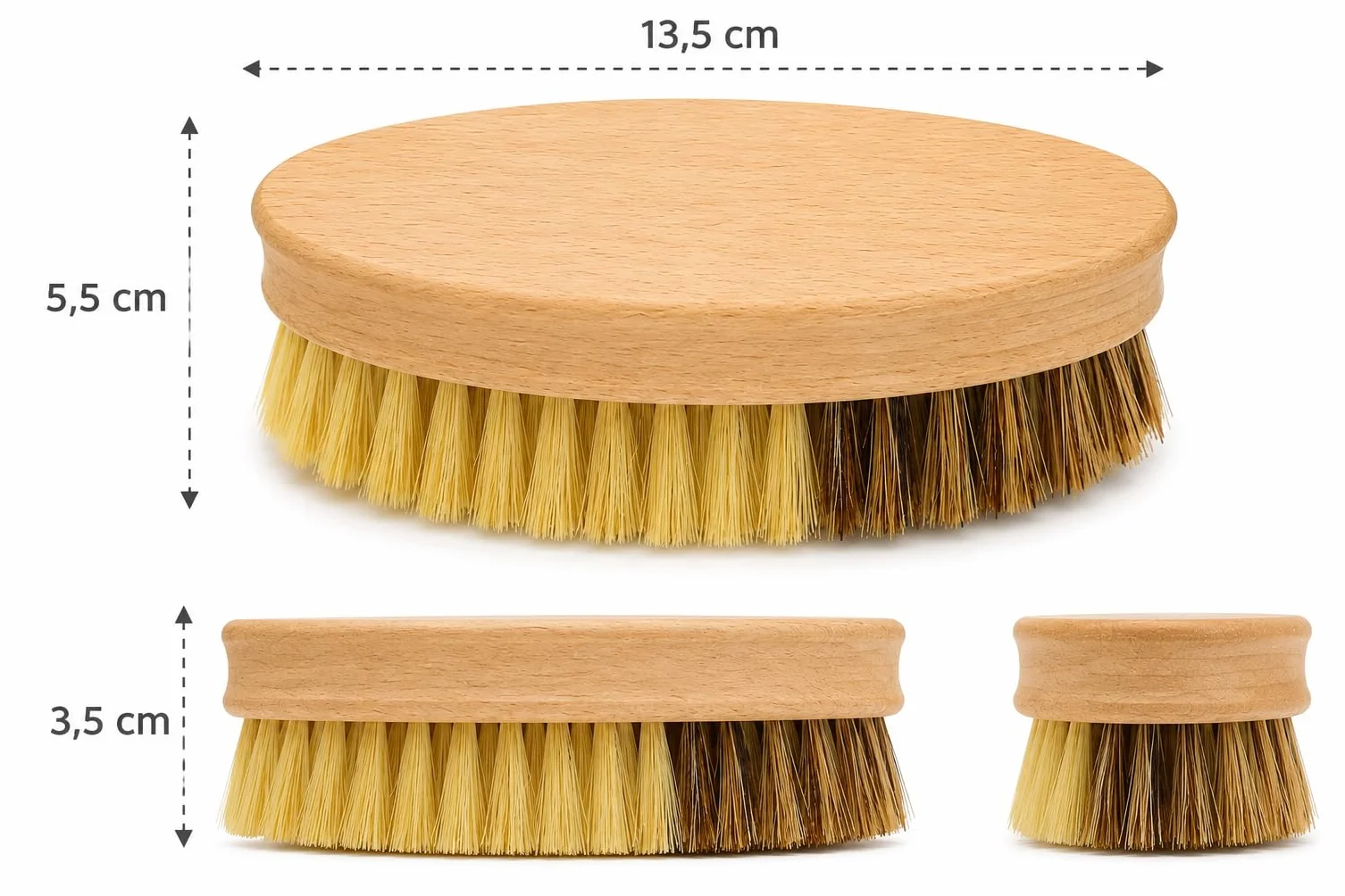 Teemando Brosse à légumes en bois de hêtre avec poils naturels 2 degrés de dureté