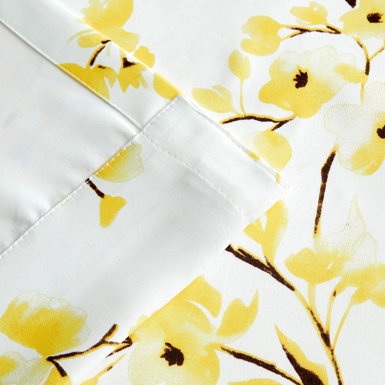 Melodieux Lot de 2 Rideaux à œillets décoratifs à Motif Floral de 160 cm pour Salon, Jaune Abricot, 132 x 160 cm