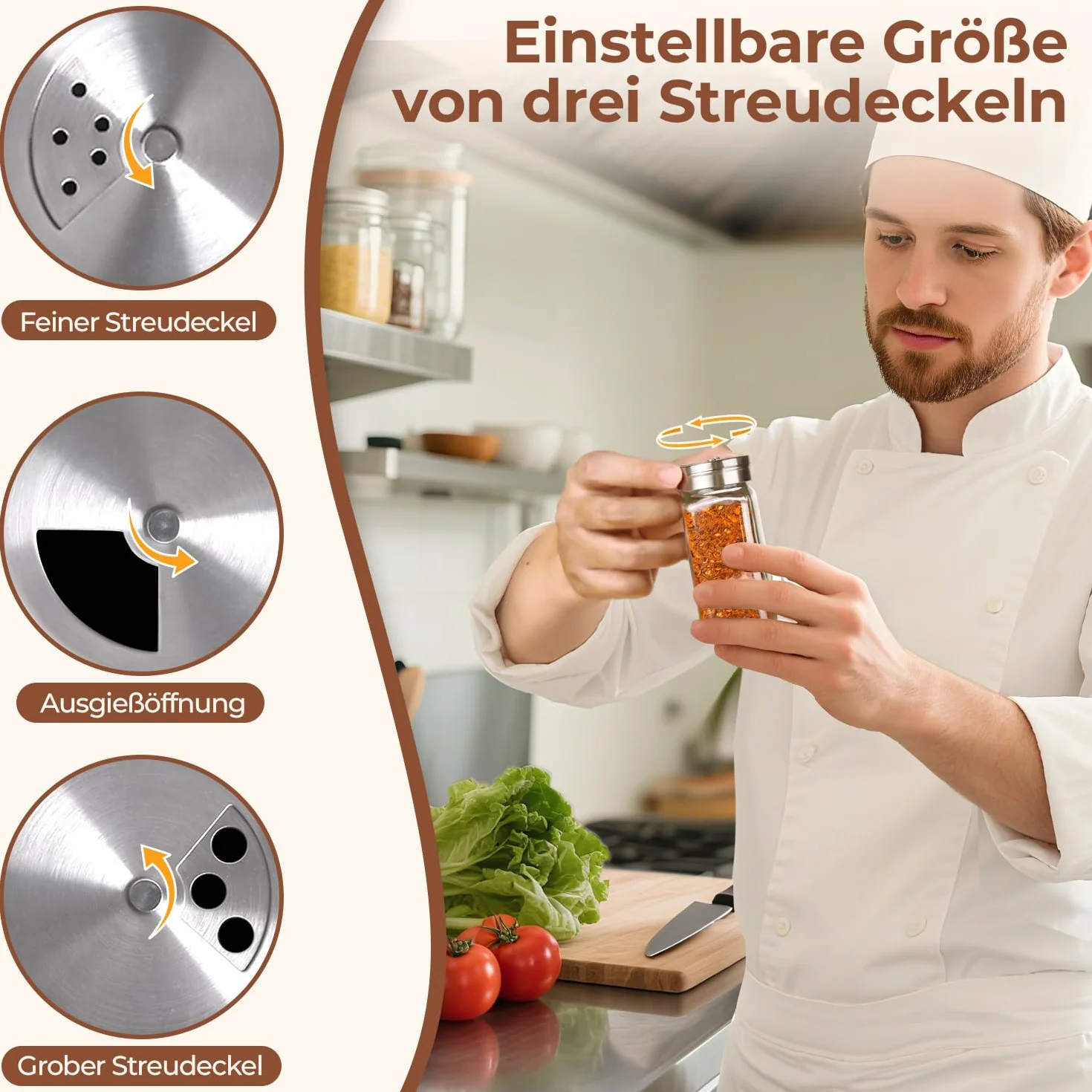 ComSaf 6 Pièces Pot à Épices Verre avec Couvercles Réglables Étiquettes Entonnoir