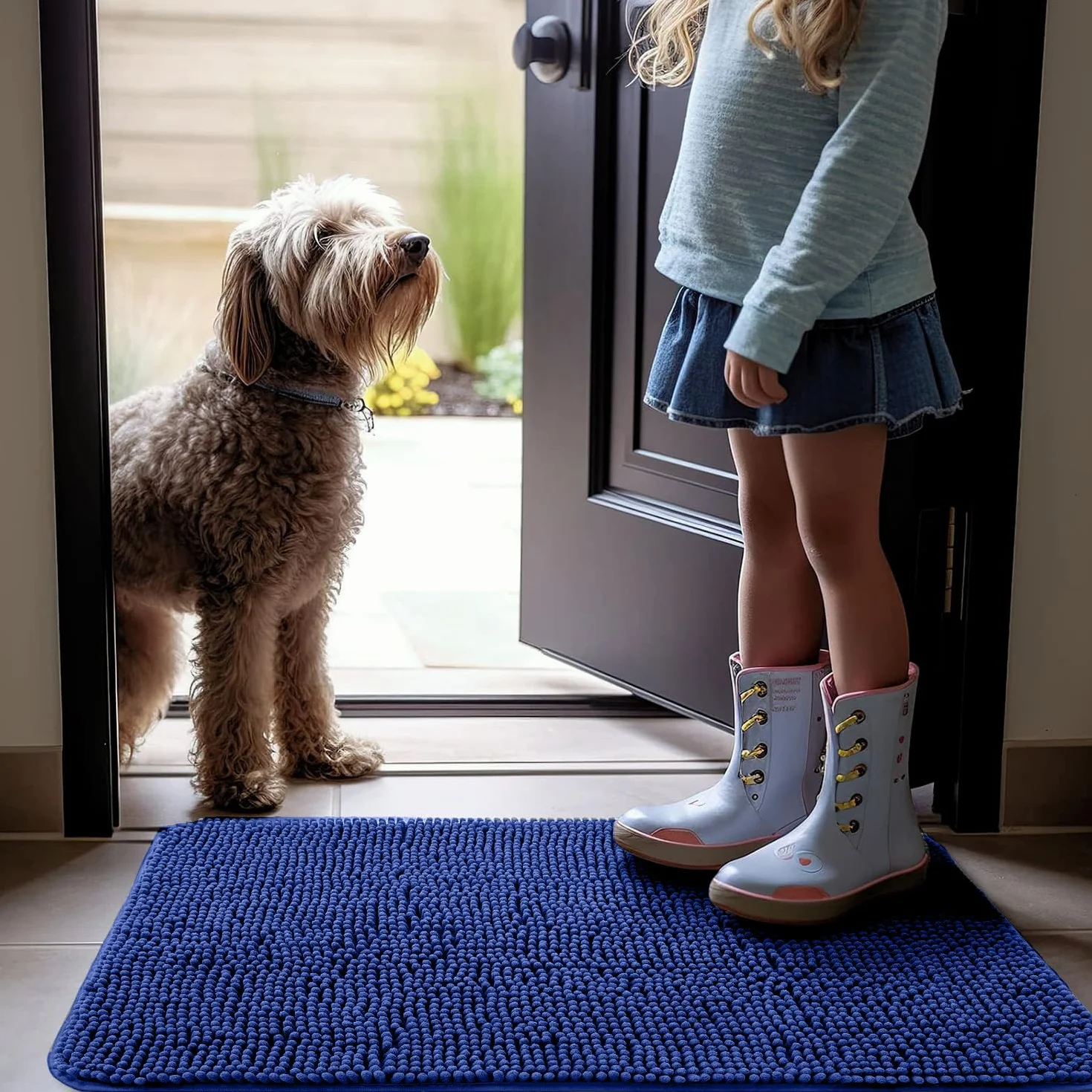 Tapis de Bain Antidérapant en Chenille 40 x 60 cm, Lavable en Machine, Absorbant l'Eau