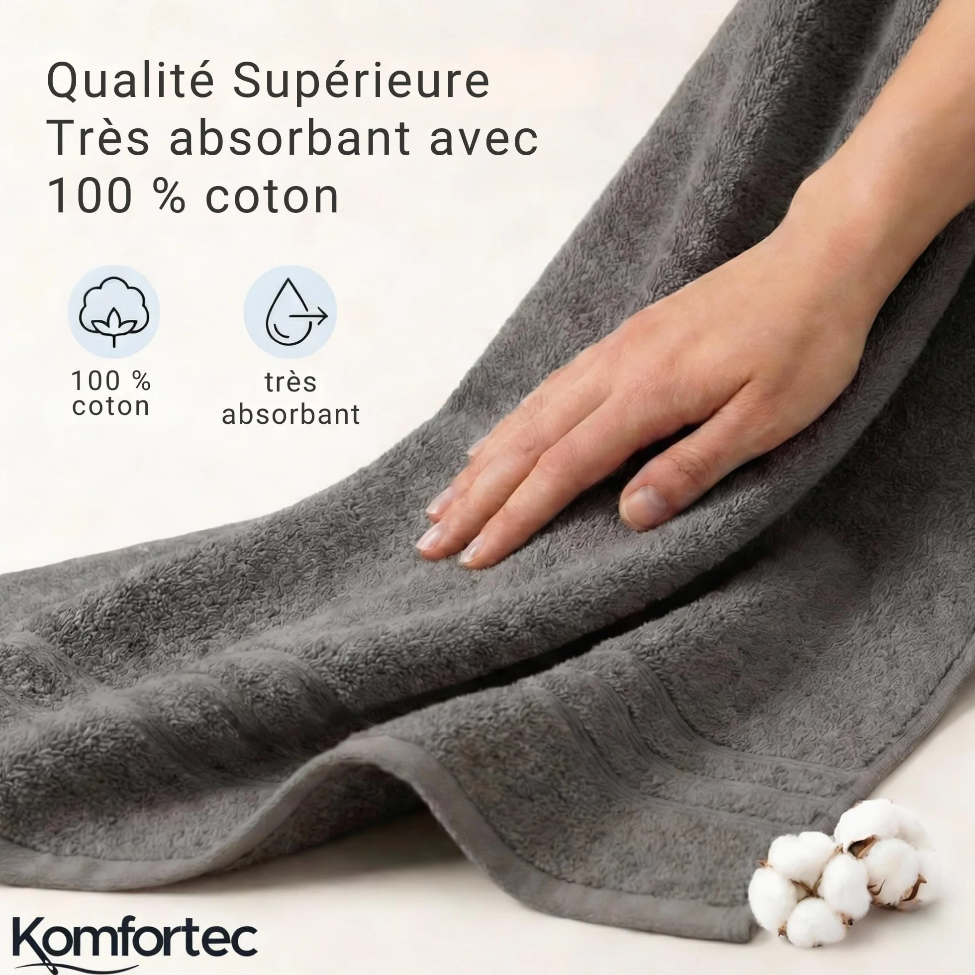 Ensemble de Serviettes 8 Pièces 100% Coton 70x140 cm 50x100 cm Gris Anthracite Rose