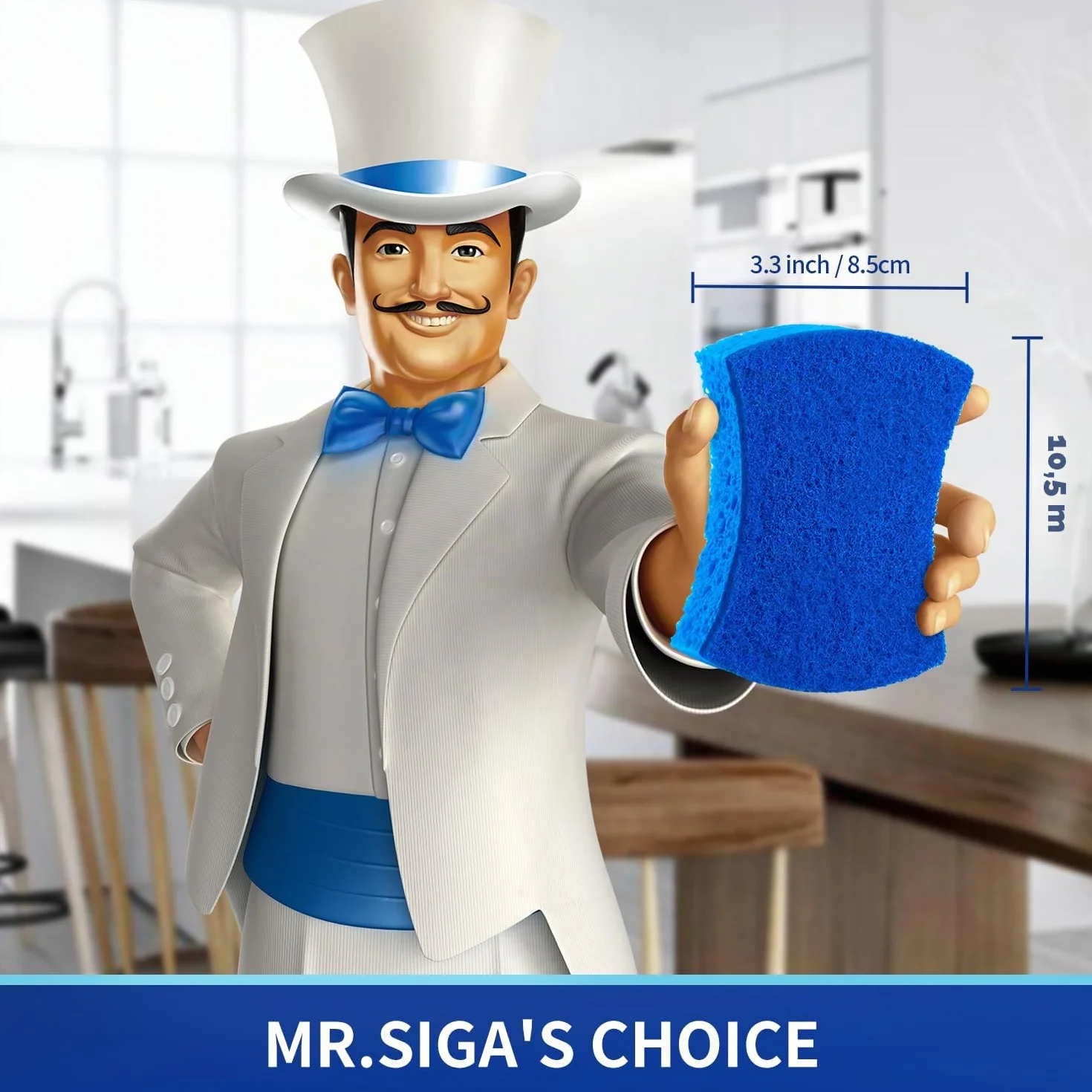 MR.SIGA Éponge à Récurer Cellulose Anti-Rayures Double Face Cuisine Lot de 12