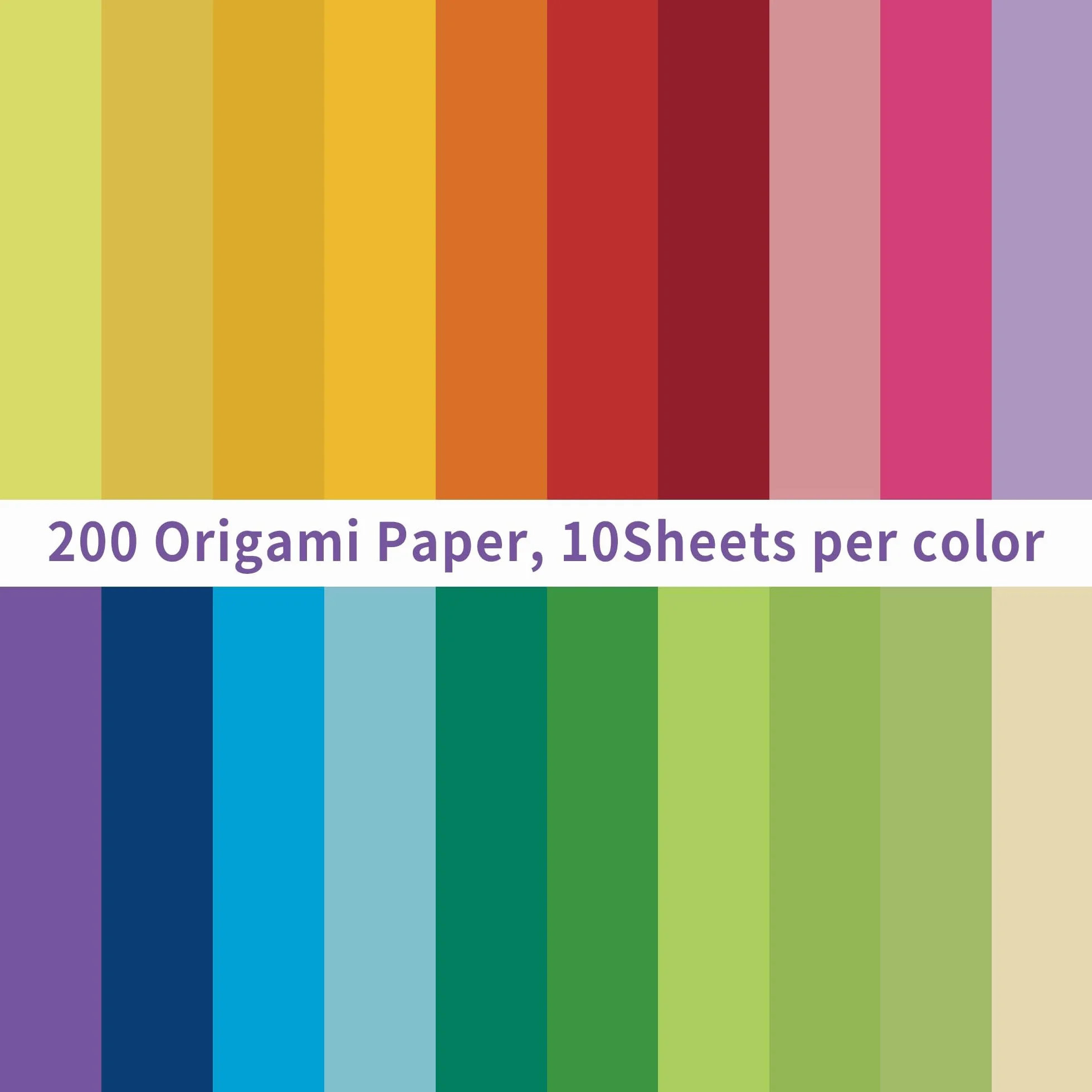 Papier Origami A4 20 Couleurs Vives 70g/m² Double Face Pliable 200 Feuilles