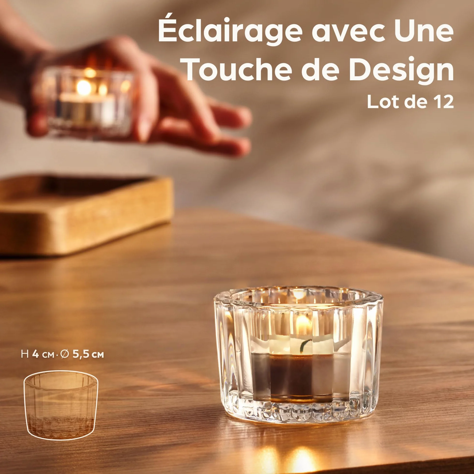 Photophore Bougeoir en Verre Transparent 12 Porte Bougie Décoration Maison Mariage Fête Table