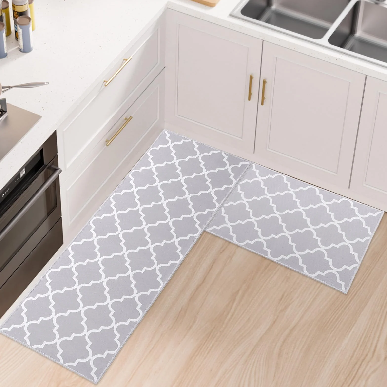 Tapis de Cuisine Antidérapant 2 Pièces 40x60cm+40x120cm Lavable Absorbant