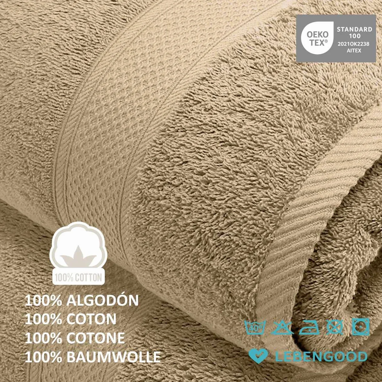 Serviette de Bain 100% Coton Oeko-TEX® Lot de 4 - 2 Douche 70x140 + 2 Toilette 50x90 Grande Taille Doux et Absorbant